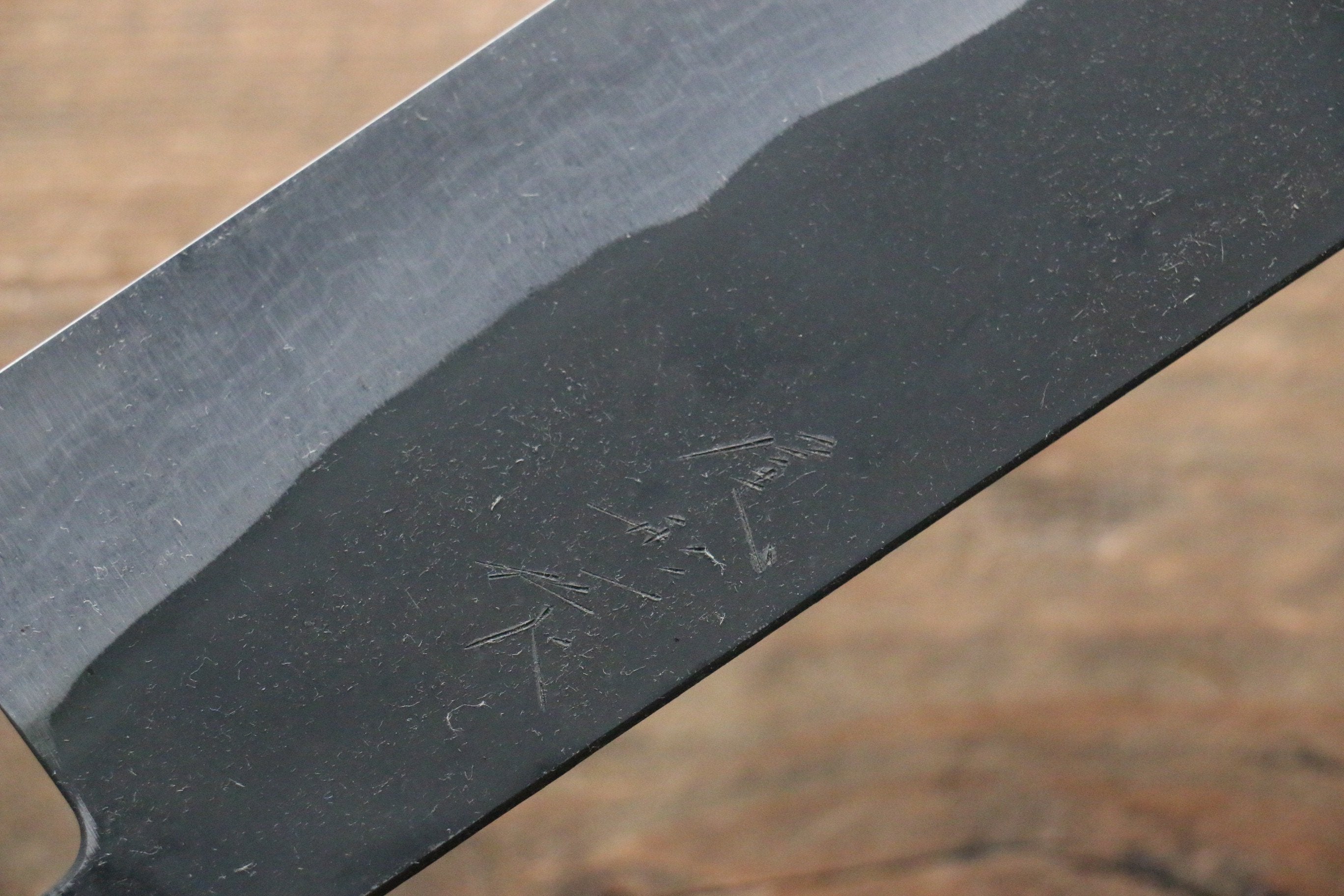 尾形 峻吾 白鋼二號 黑打 大馬士革紋 菜切 165mm Jarrah 握把 - 清助刃物