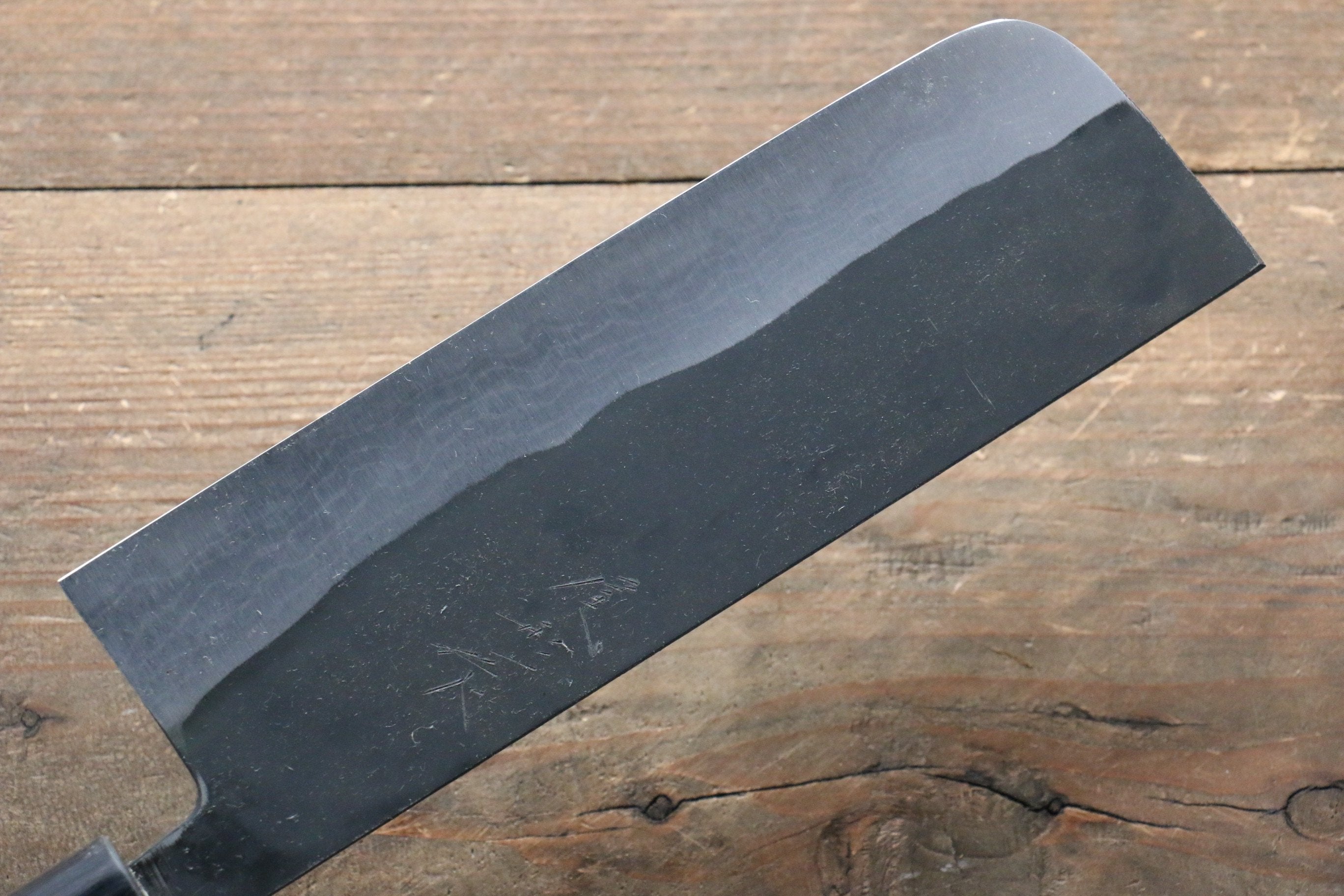 尾形 峻吾 白鋼二號 黑打 大馬士革紋 菜切 165mm Jarrah 握把 - 清助刃物