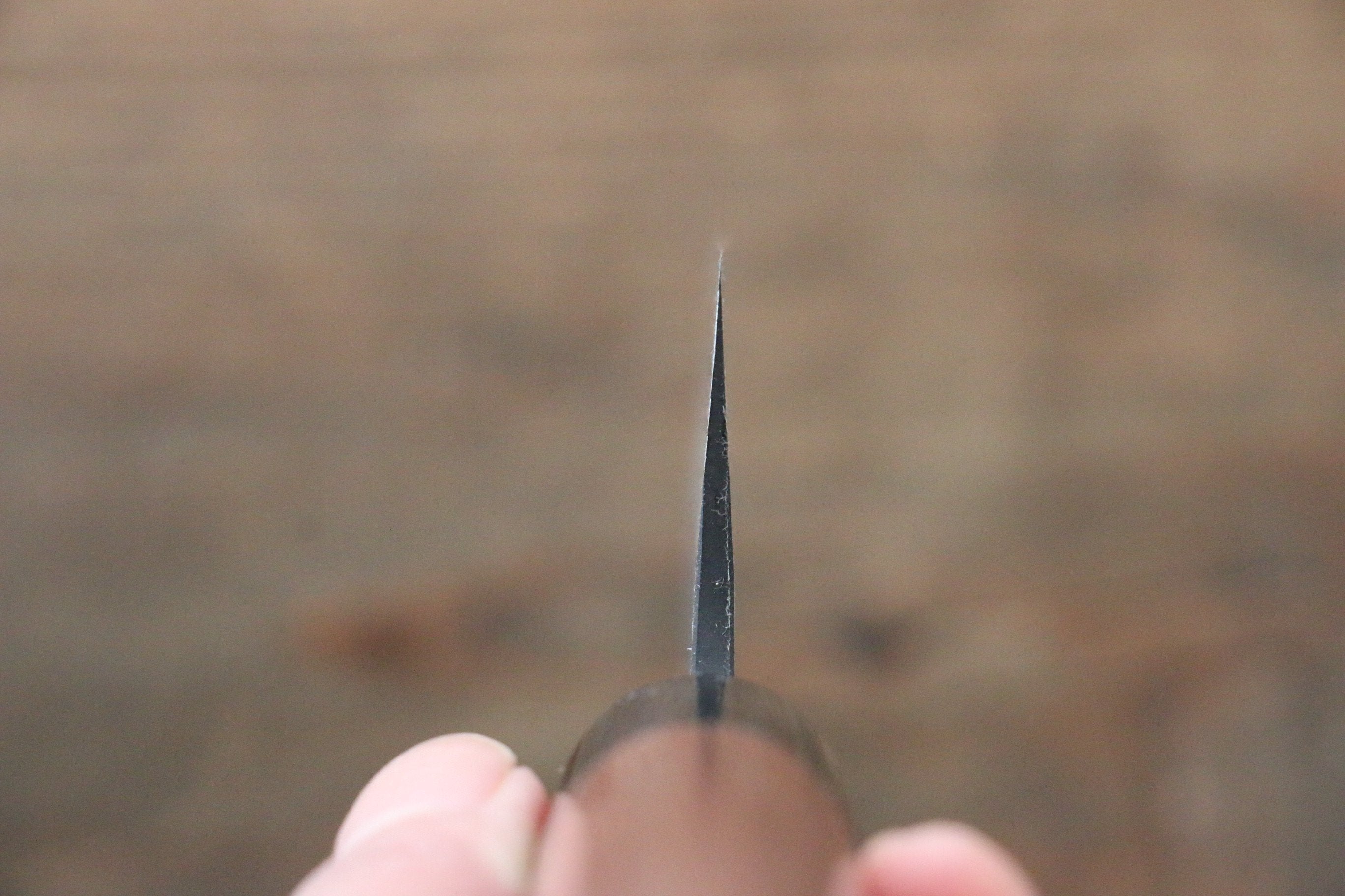 尾形 峻吾 白鋼二號 黑打 大馬士革紋 三德刀 165mm Jarrah 握把 - 清助刃物