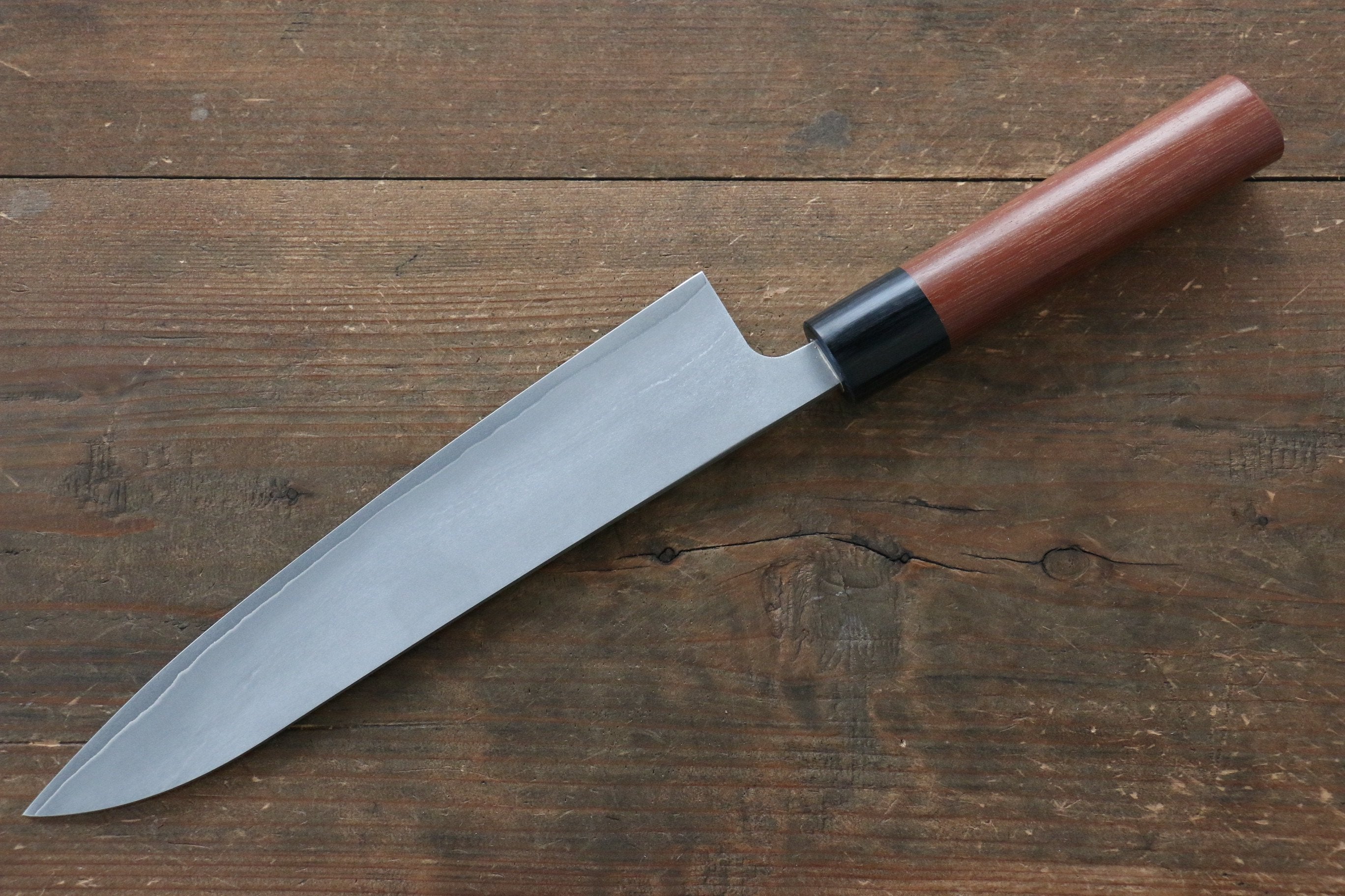 尾形 峻吾 銀三鋼 大馬士革紋 黑打 牛刀 210mm Jarrah 握把 - 清助刃物