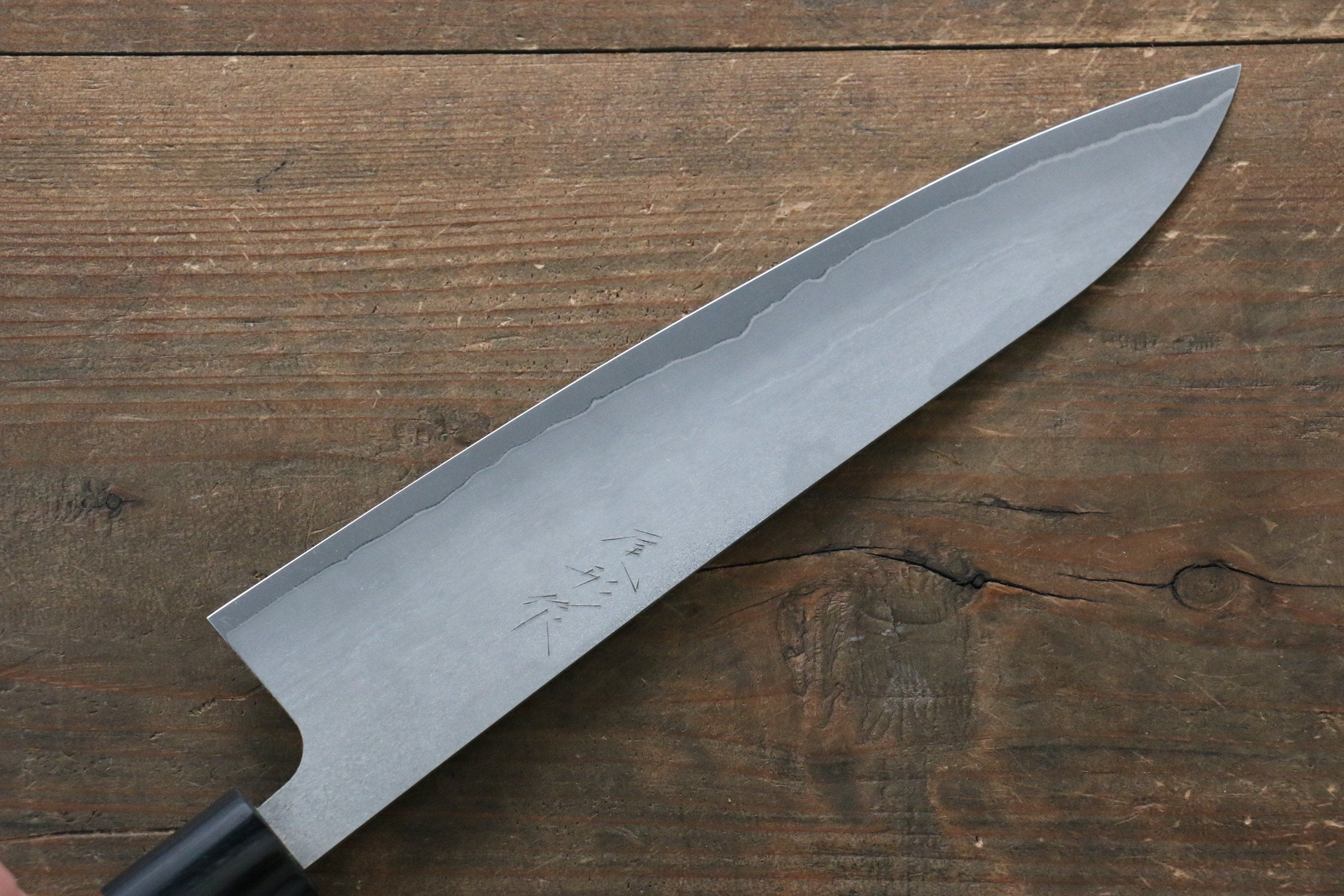 尾形 峻吾 銀三鋼 大馬士革紋 黑打 牛刀 210mm Jarrah 握把 - 清助刃物