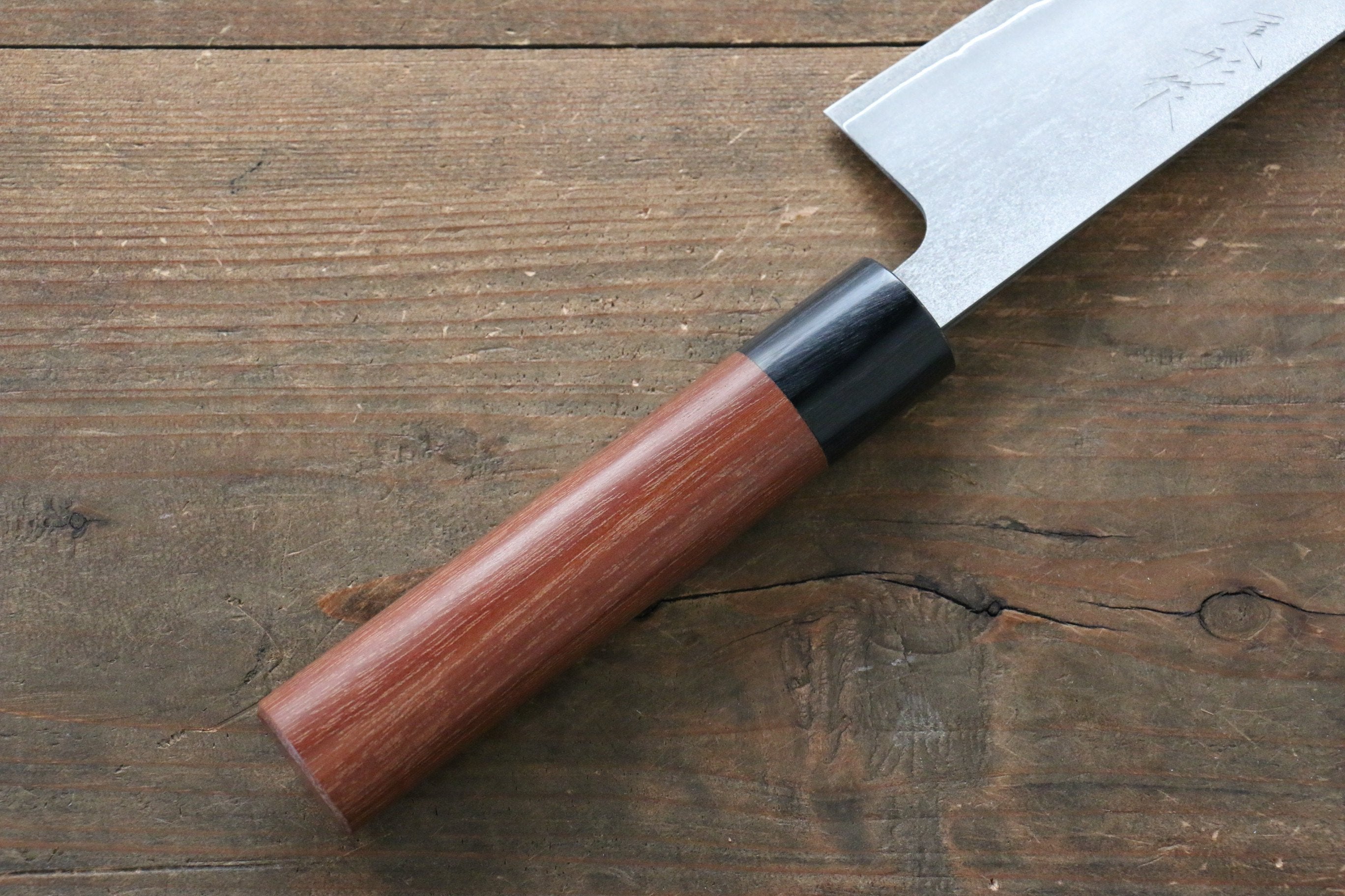 尾形 峻吾 銀三鋼 大馬士革紋 黑打 牛刀 210mm Jarrah 握把 - 清助刃物