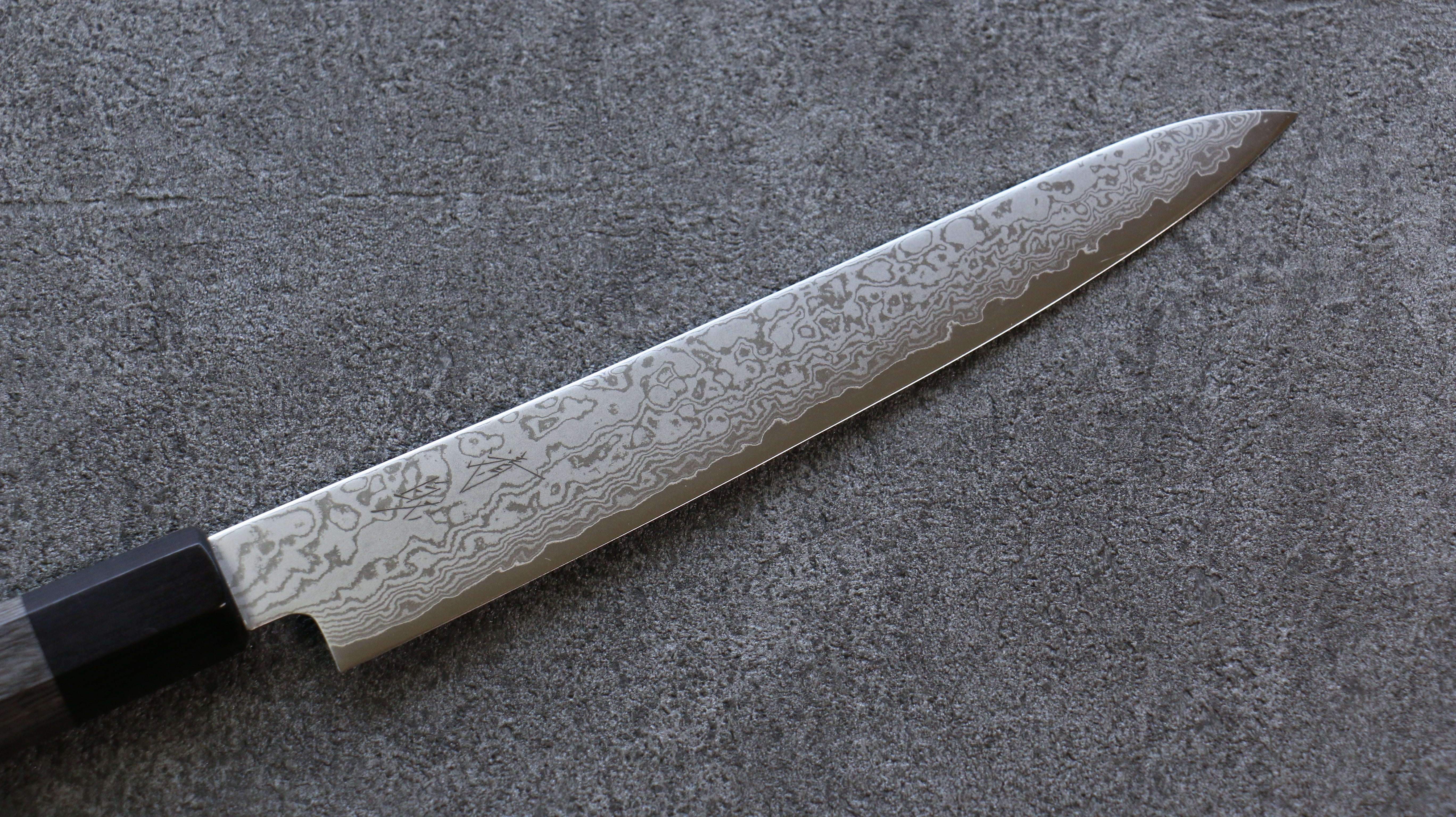 清助 VG10 大馬士革紋 多用途小刀  180mm 灰色合成木 握把 - 清助刃物