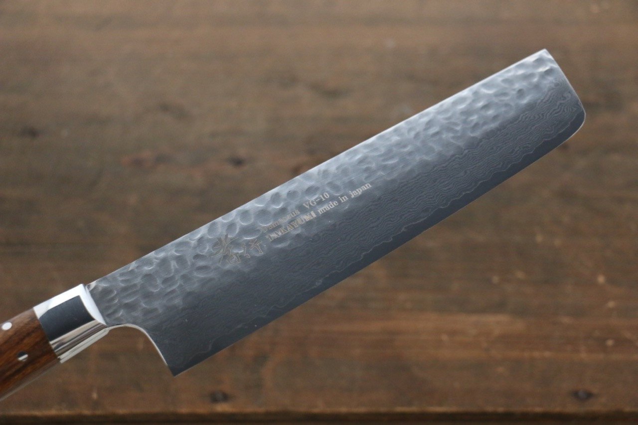 堺 孝行 VG10 33層 大馬士革紋 菜切 160mm 沙漠鐵木（杉原型） 握把 - 清助刃物