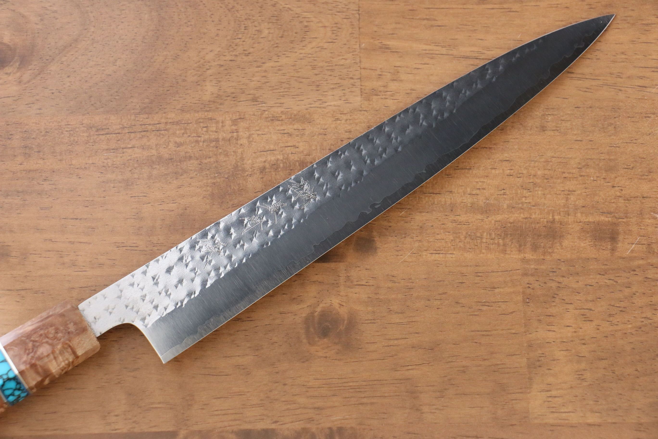 黑崎 優 閃光 SG2 鎚目 筋引  240mm 楓木（木目色帶土耳其石環型設計）握把 - 清助刃物