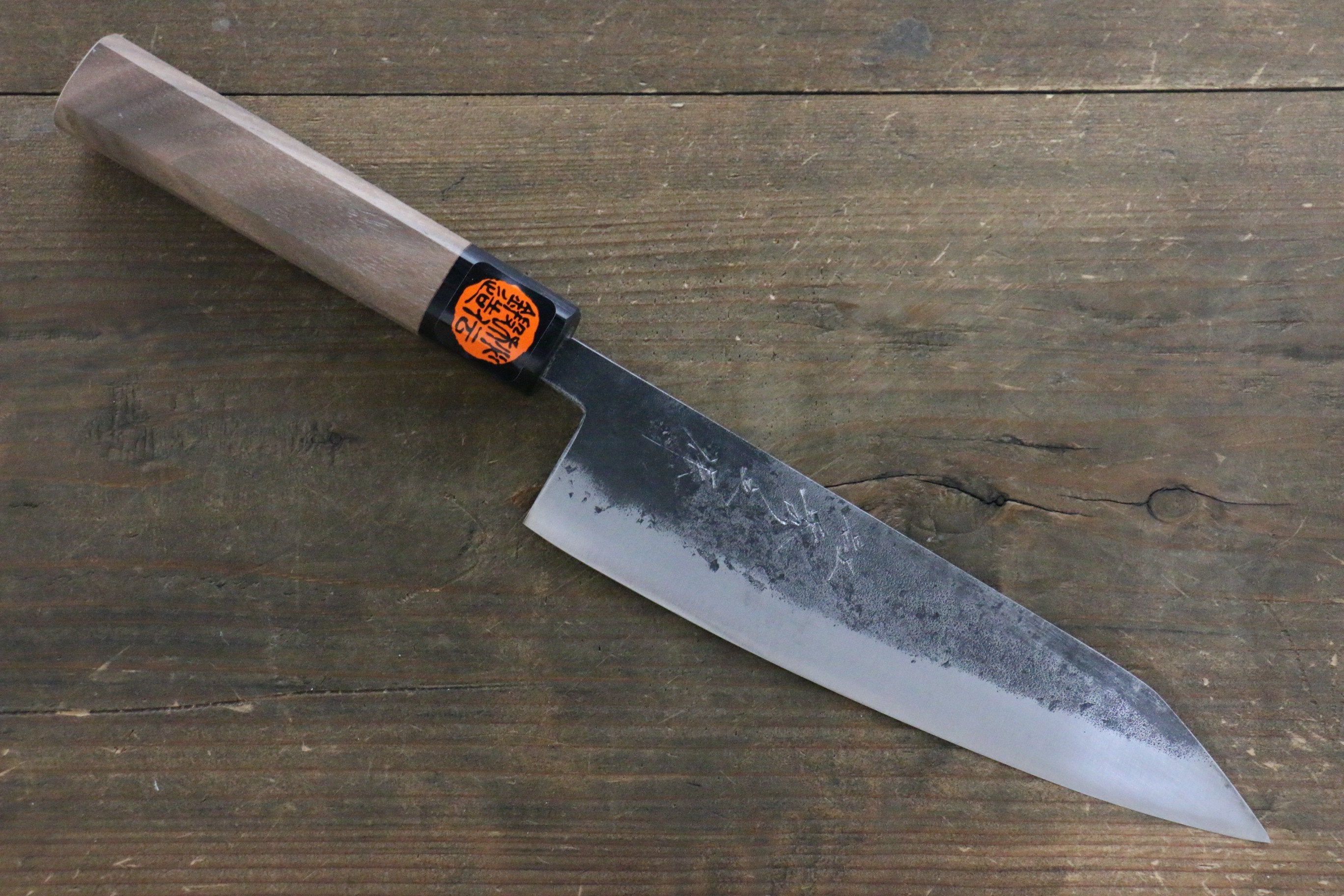 田中 誠貴 鐵火 青鋼二號 黑打 牛刀  180mm 核桃木握把 - 清助刃物