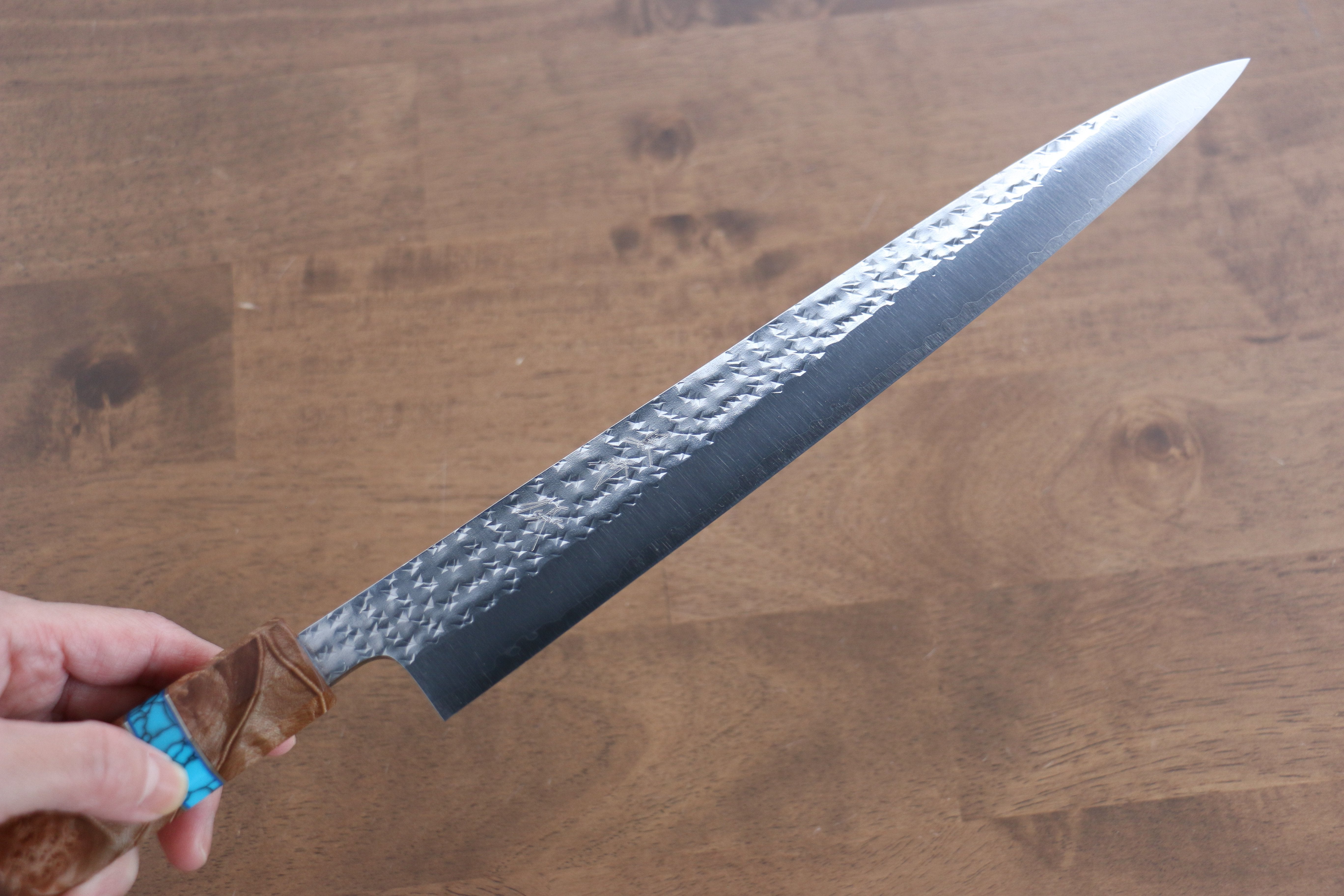 黑崎 優 閃光 SG2 鎚目 筋引  270mm 楓木（木目色帶土耳其石環型設計） 握把 - 清助刃物
