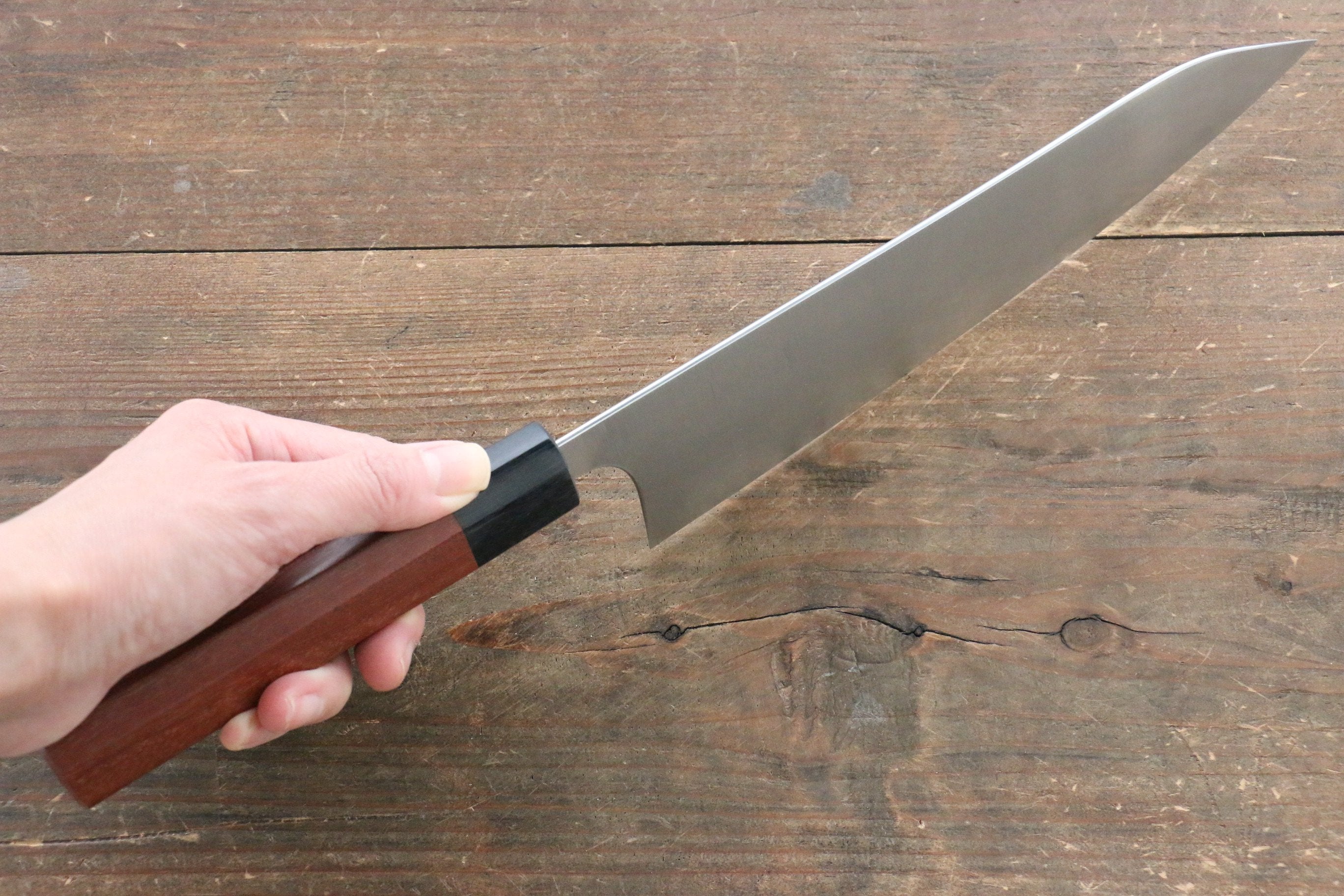 柴田崇行 甲鐵 超級青鋼 牛刀 210mm Jarrah 握把 - 清助刃物
