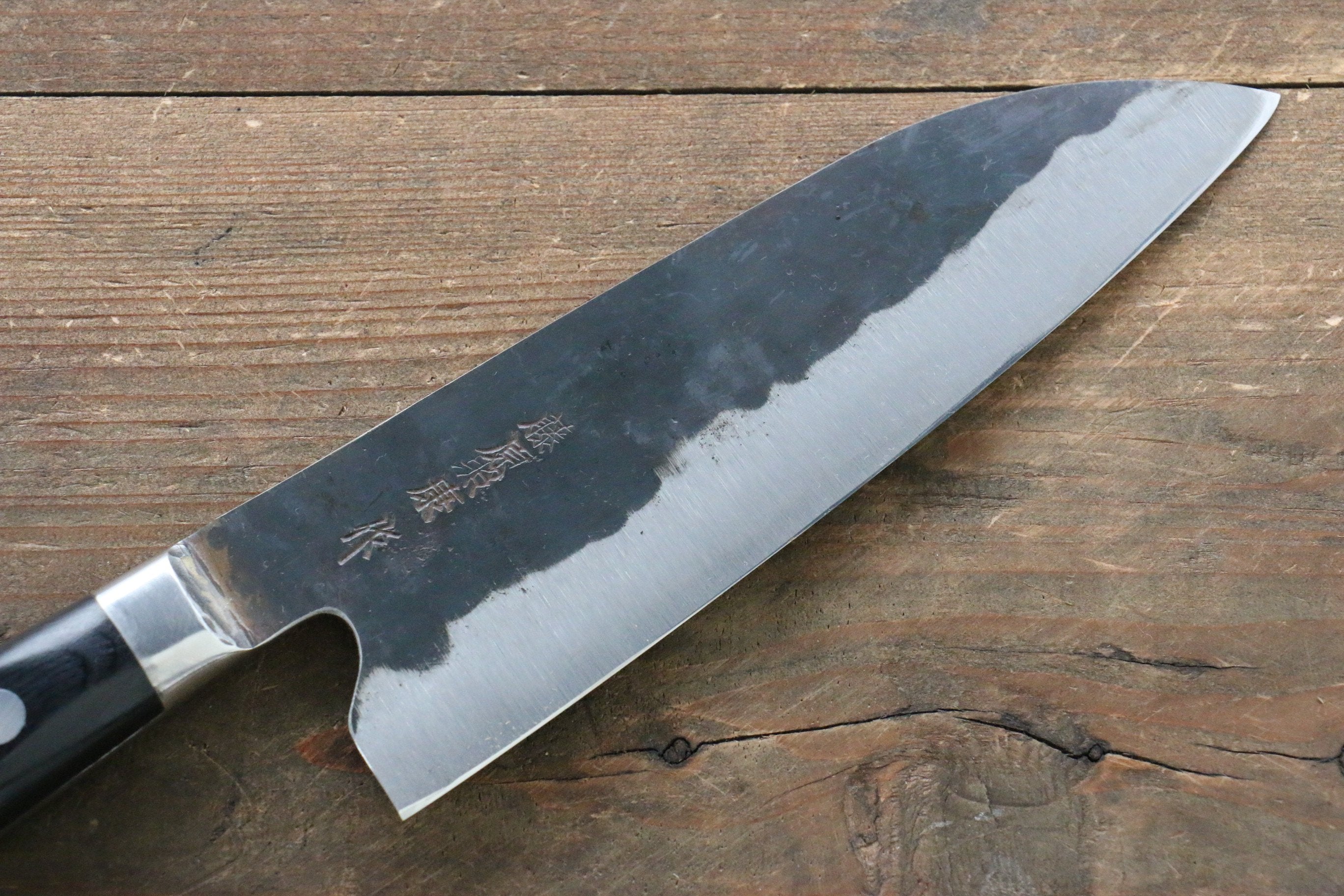 藤原 照康 傳家寶刀 超級青鋼 黑打 三德刀  165mm 黒合成木握把 - 清助刃物