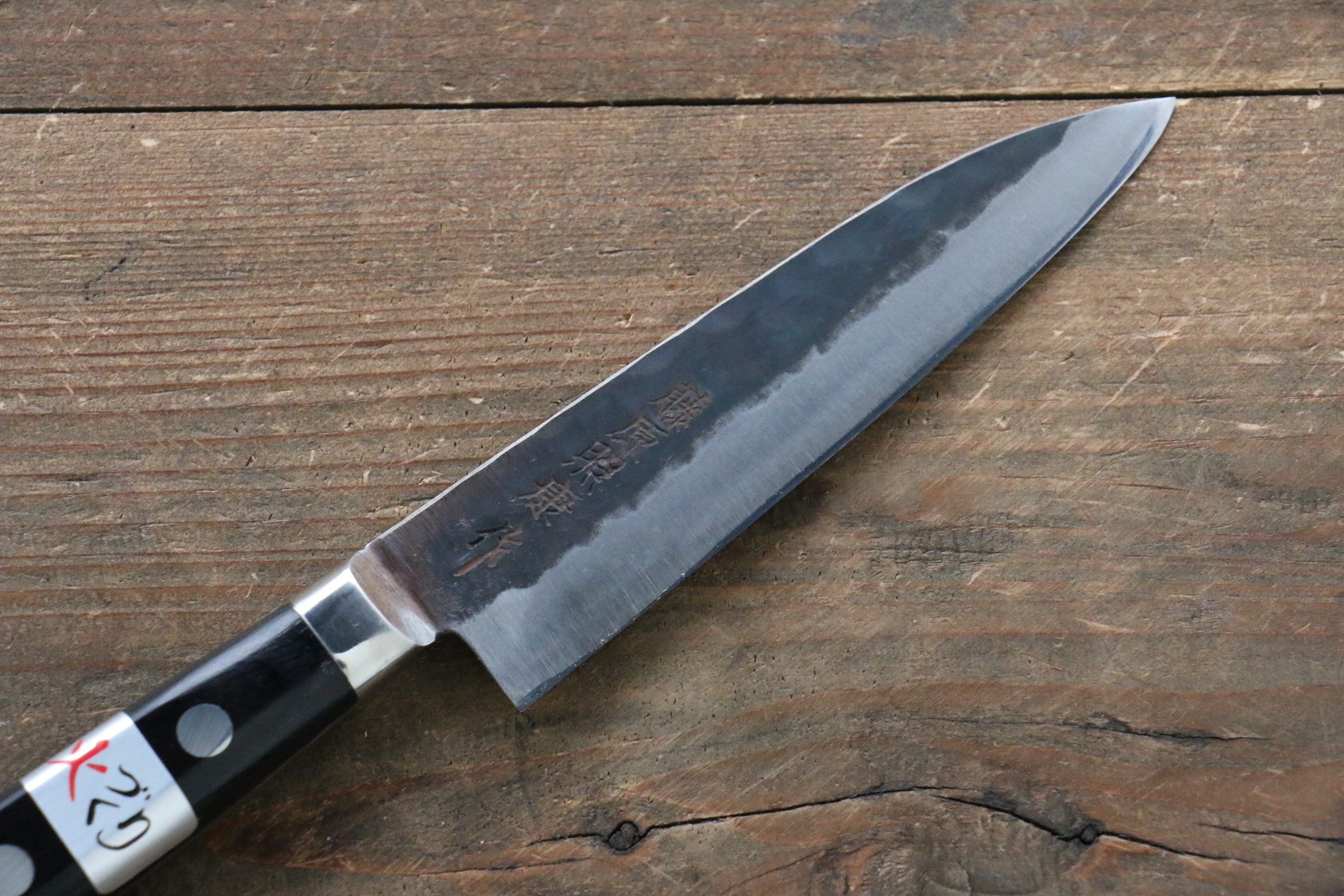 藤原 照康 傳家寶刀 超級青鋼 黑打 多用途小刀  120mm 黒合成木握把 - 清助刃物