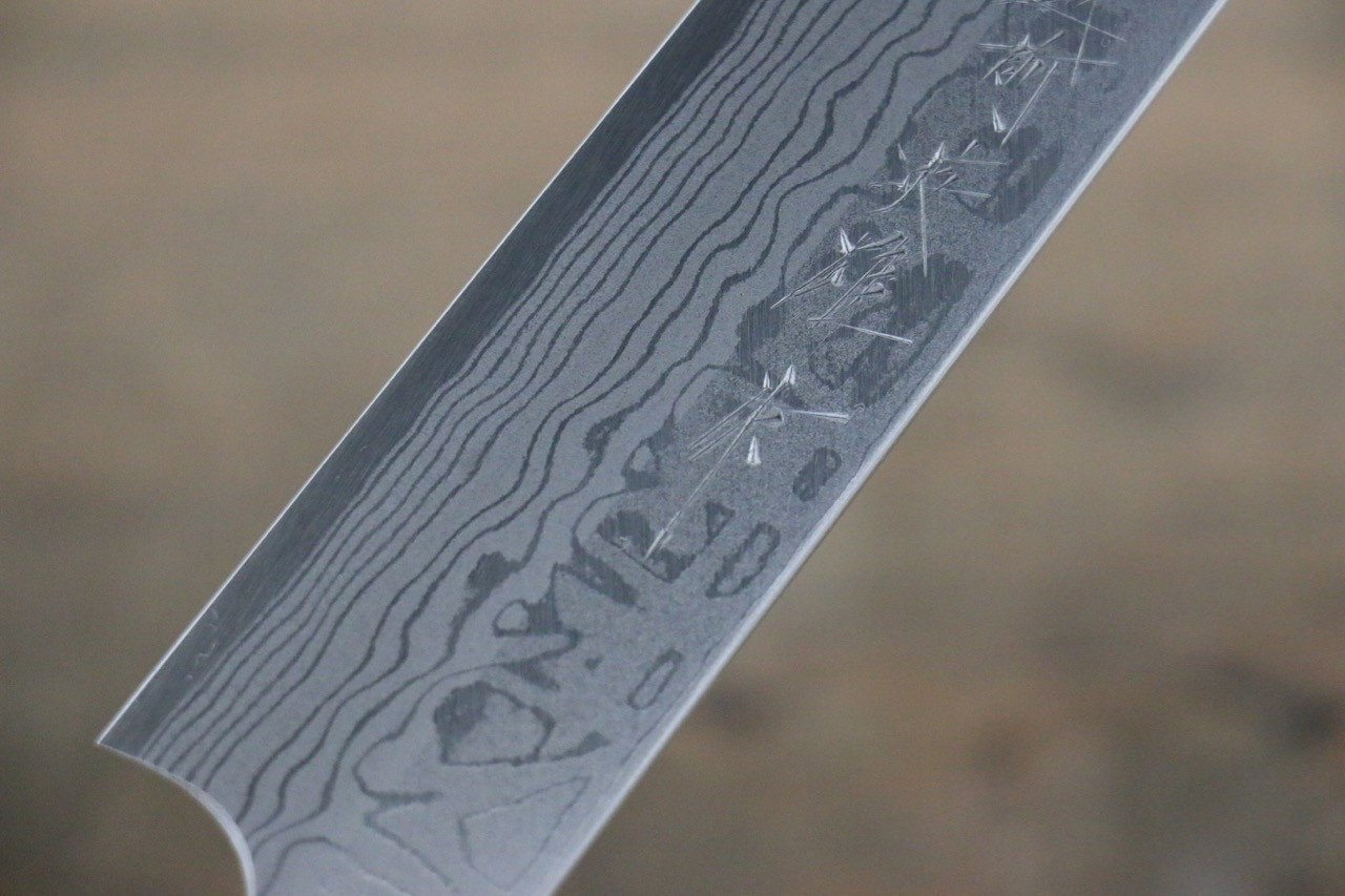北岡 英雄 【左撇子用】 白鋼二號 大馬士革紋 柳刃  300mm 紫檀木握把 - 清助刃物