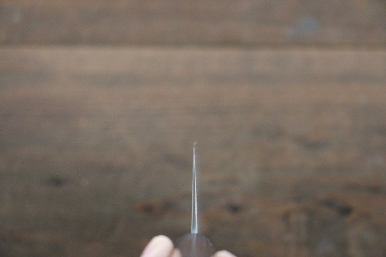 尾形 峻吾 白鋼二號 大馬士革紋 打磨處理 菜切 165mm 紫檀木 握把 - 清助刃物