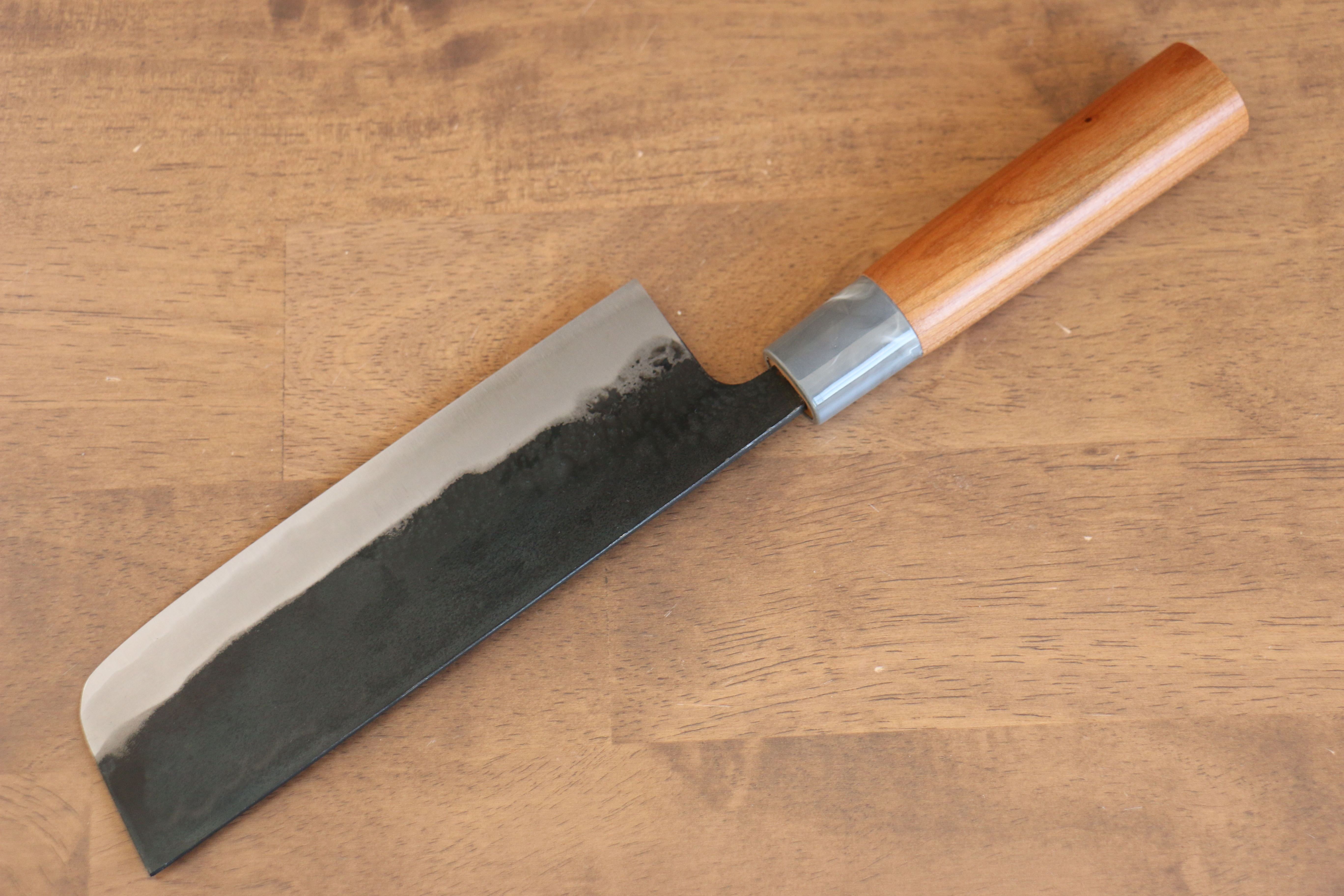 山本 直 白鋼 黑打 菜切 165mm 櫻桃木 握把 - 清助刃物