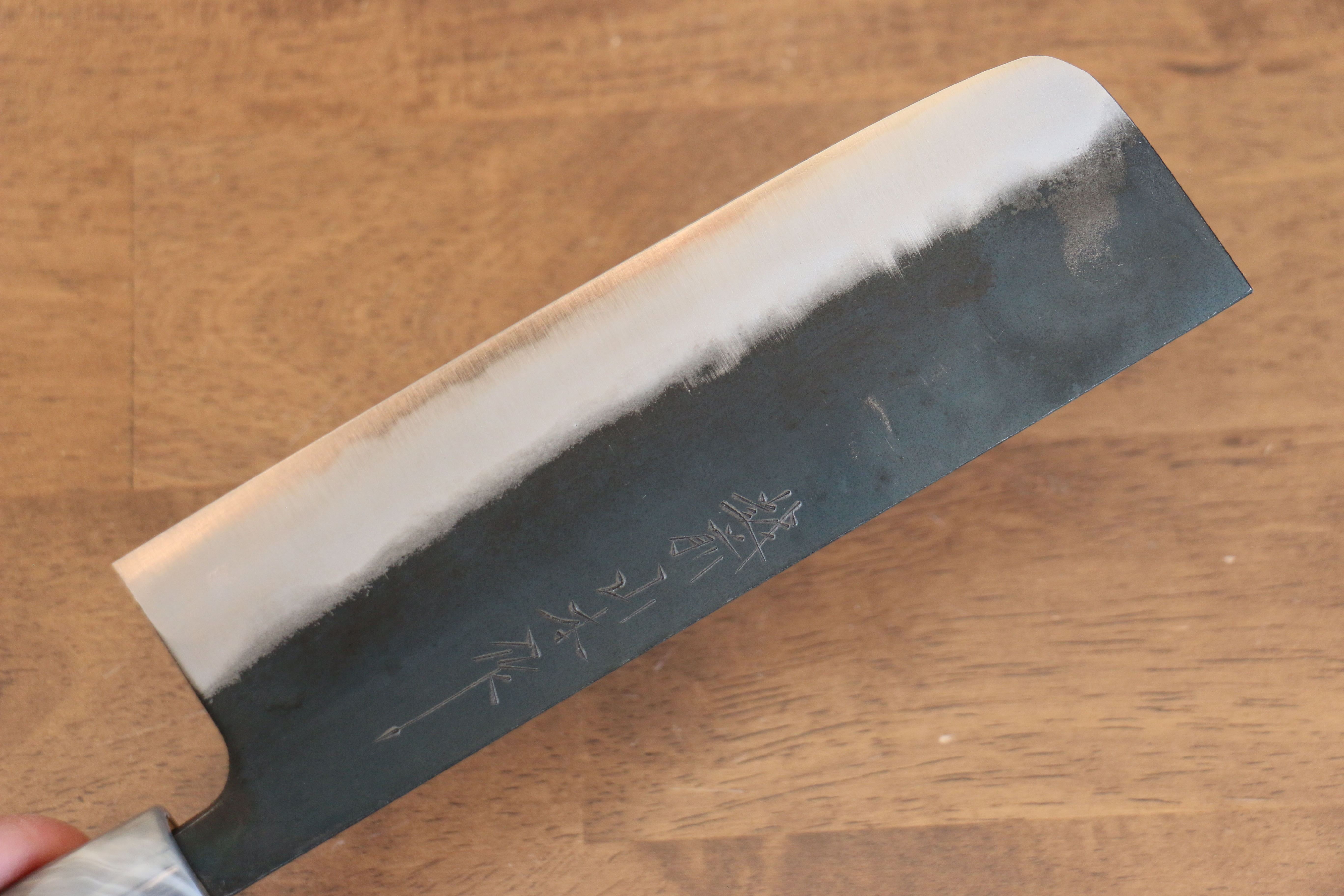 山本 直 白鋼 黑打 菜切 165mm 櫻桃木 握把 - 清助刃物