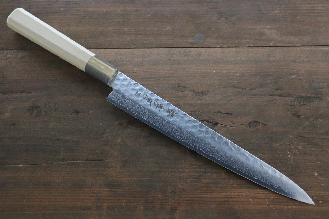 堺 孝行 AUS10 45層大馬士革紋 筋引  240mm 木蘭握把 - 清助刃物