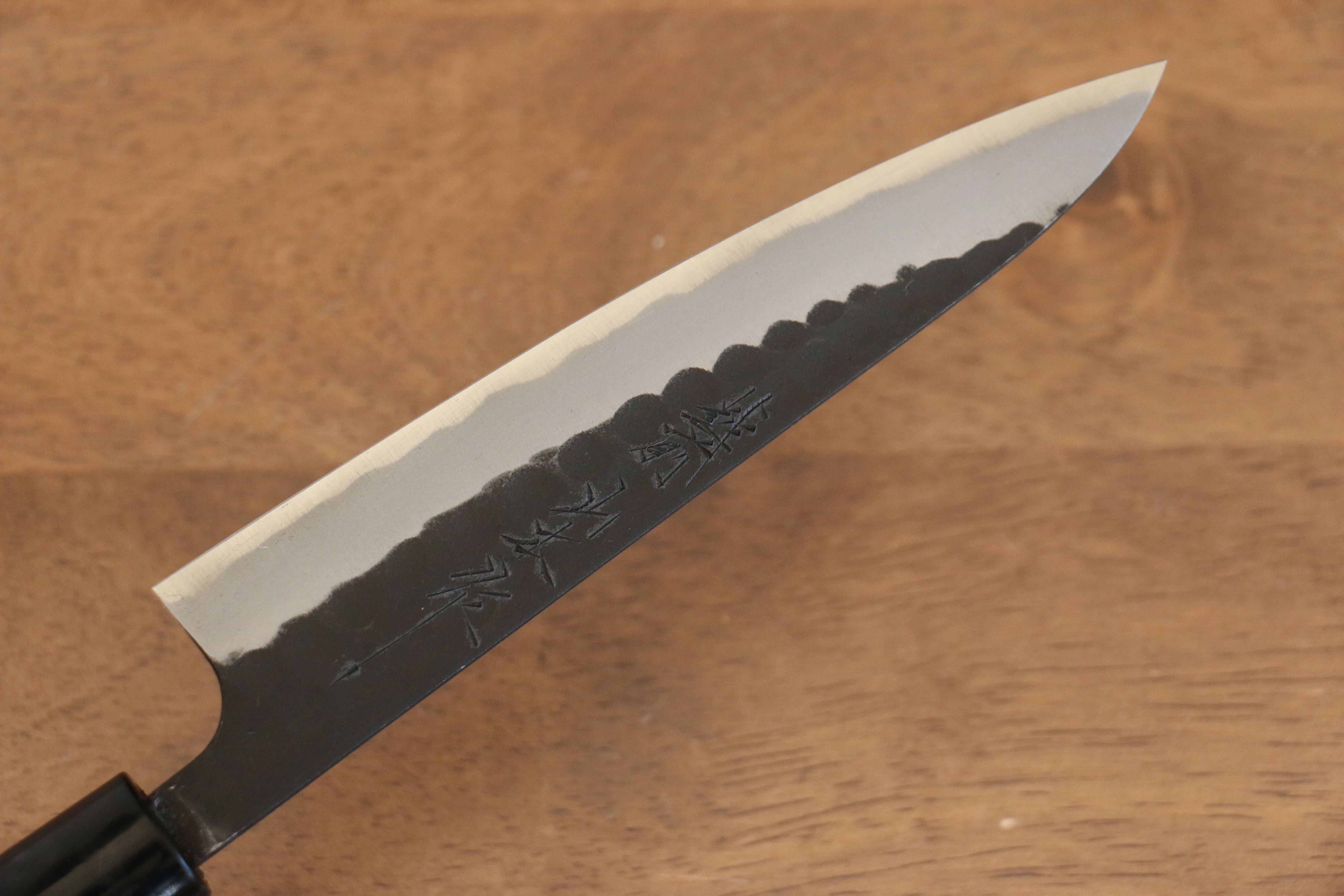 山本 直 青鋼 黑打 鎚目 (丸) 多用途小刀  140mm 核桃木 握把 - 清助刃物