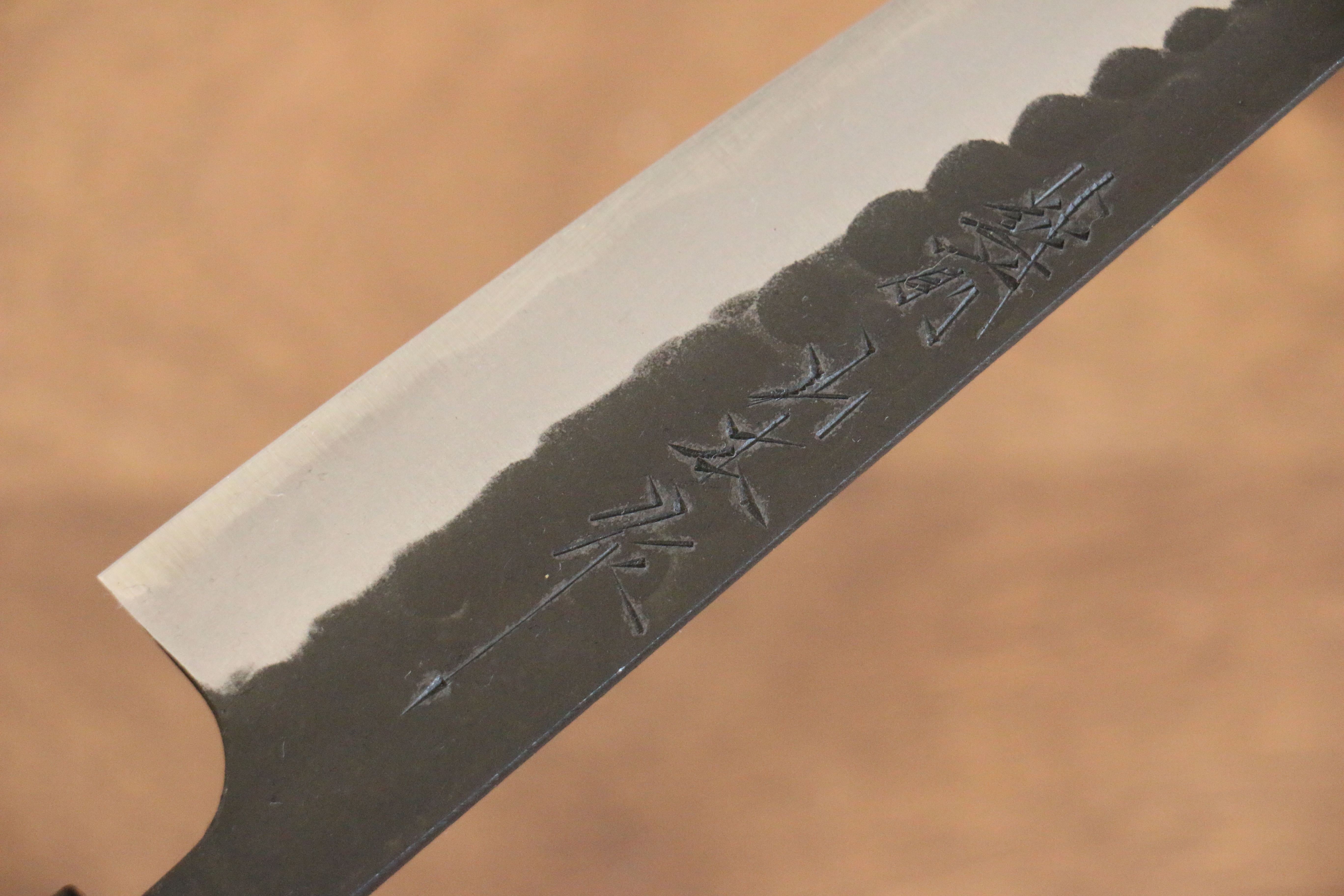 山本 直 青鋼 黑打 鎚目 (丸) 多用途小刀  140mm 核桃木 握把 - 清助刃物
