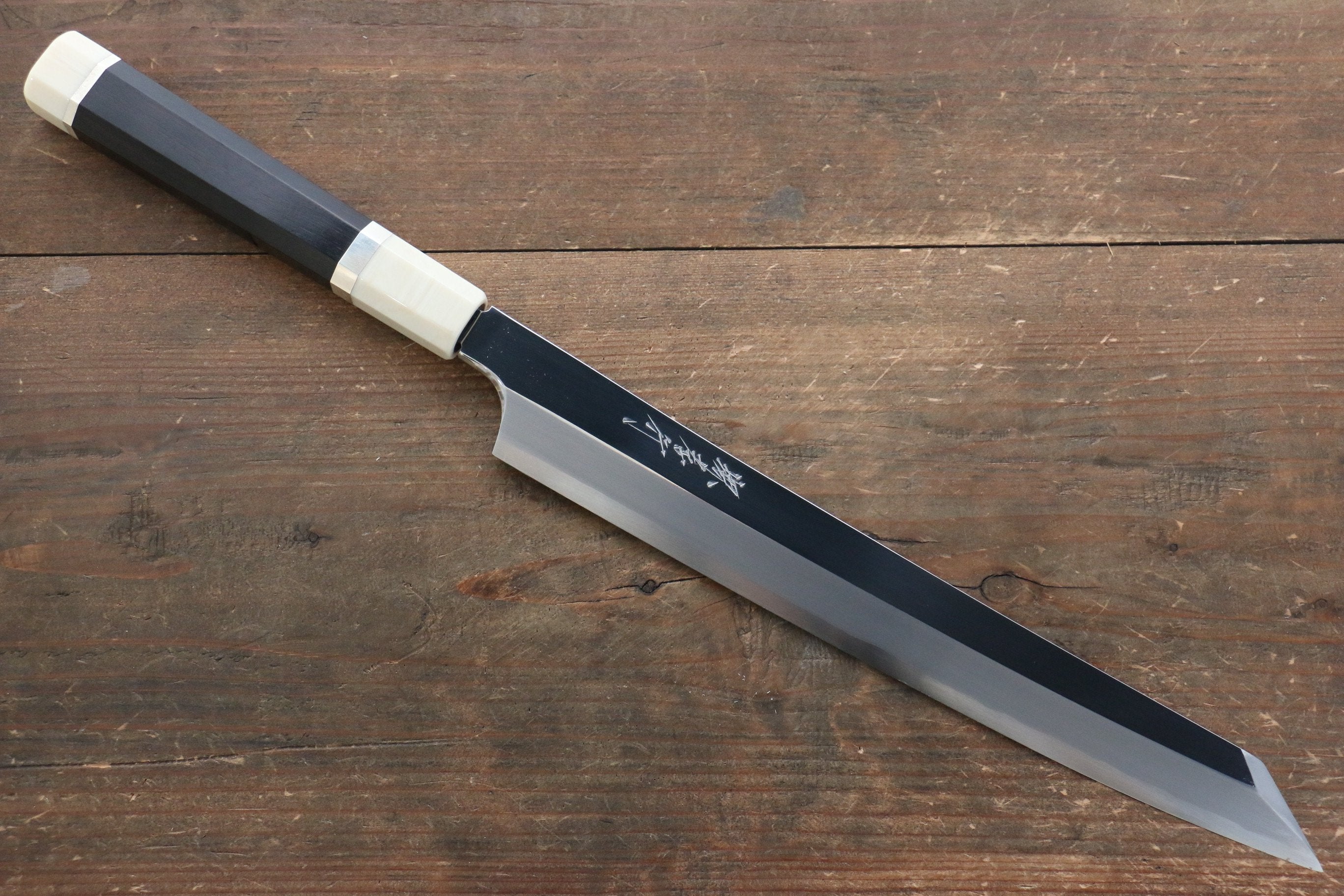 堺 孝行 飛燕 銀三鋼 鏡面處理 切付柳刃  270mm 黑檀（兩側帶環型設計）握把 附刀鞘 - 清助刃物