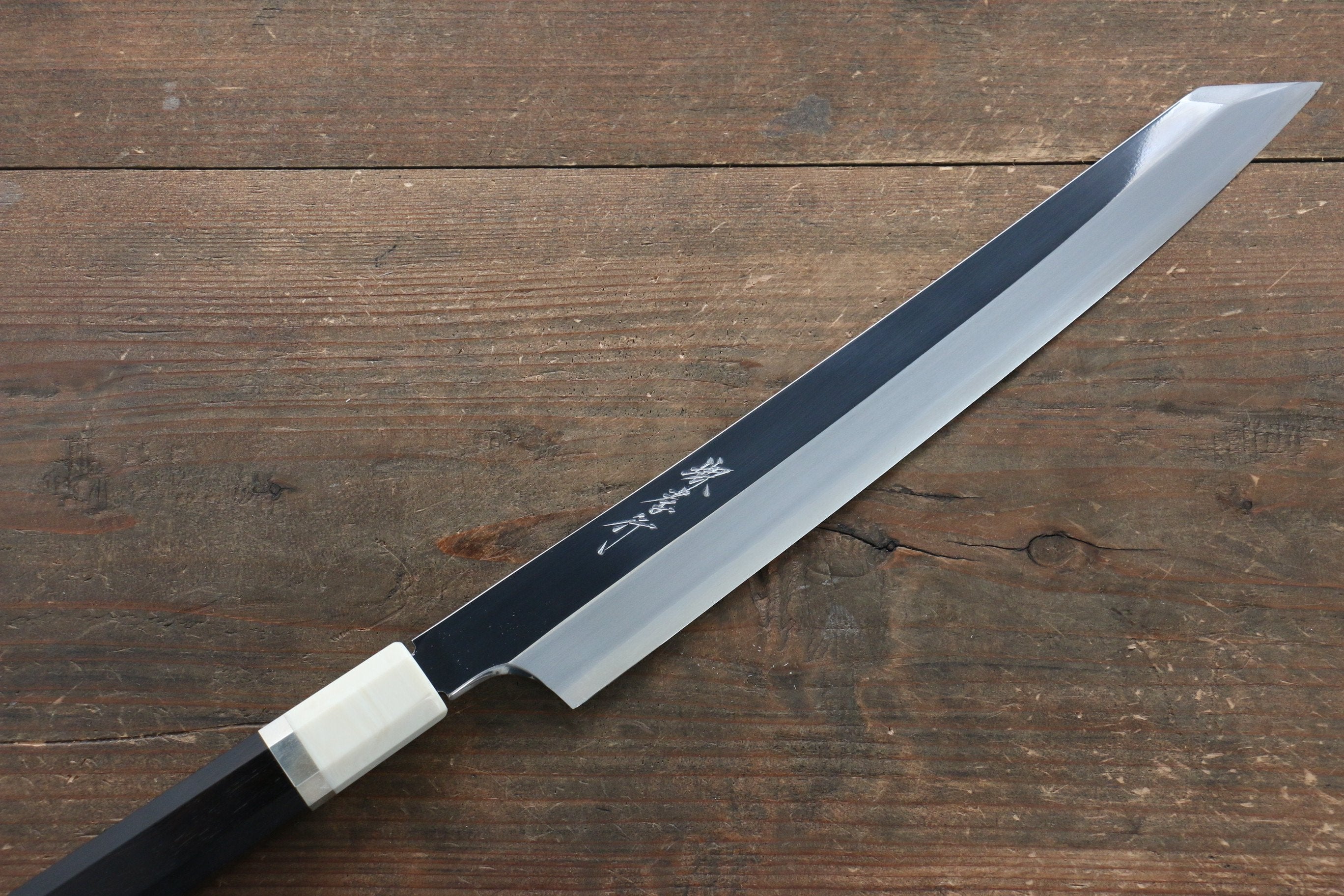 堺 孝行 飛燕 銀三鋼 鏡面處理 切付柳刃  270mm 黑檀（兩側帶環型設計）握把 附刀鞘 - 清助刃物