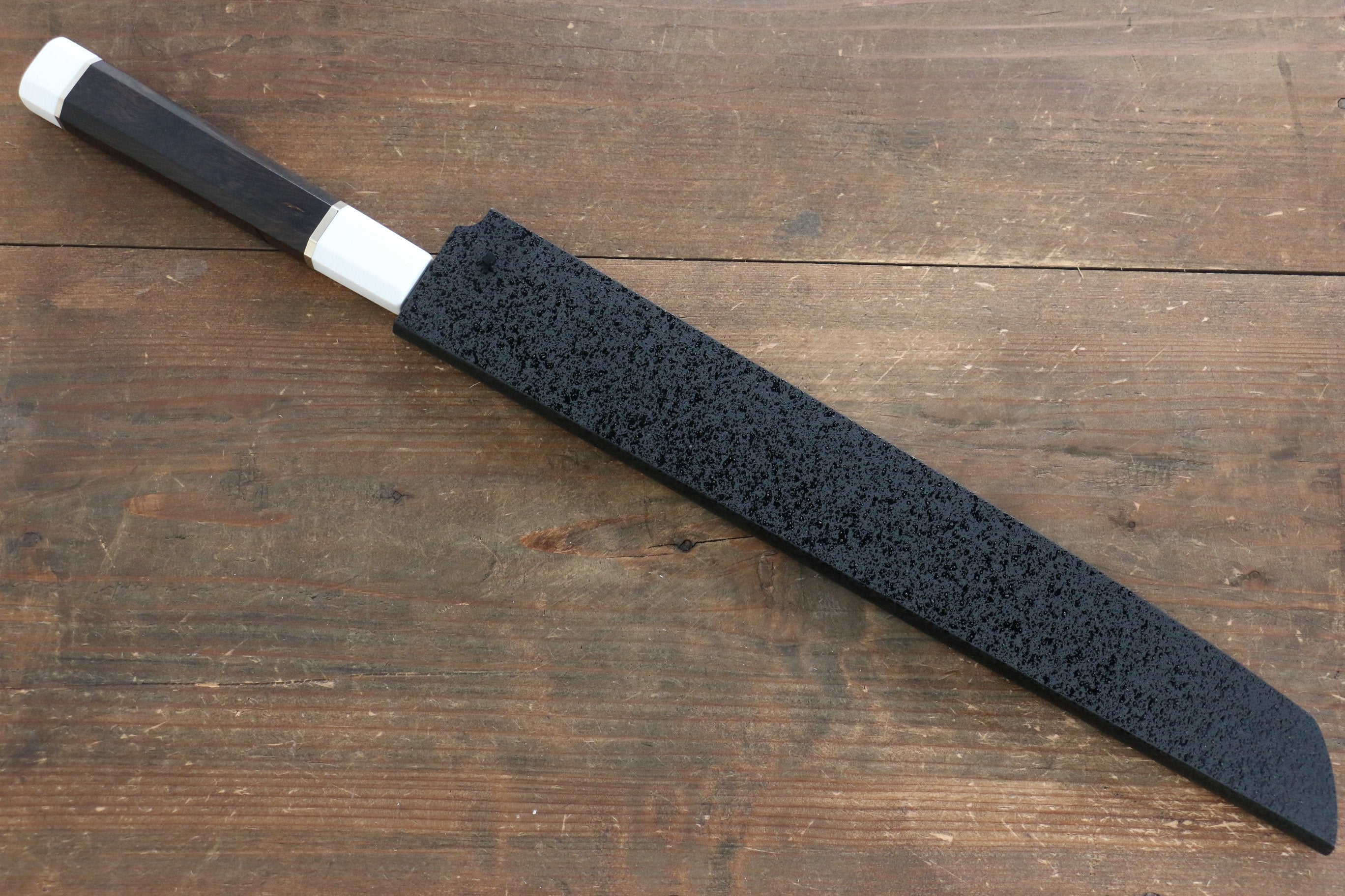 堺 孝行 本燒 青鋼二號 鏡面處理 先丸蛸引  300mm 黑檀（帶環型設計）握把 附刀鞘 - 清助刃物