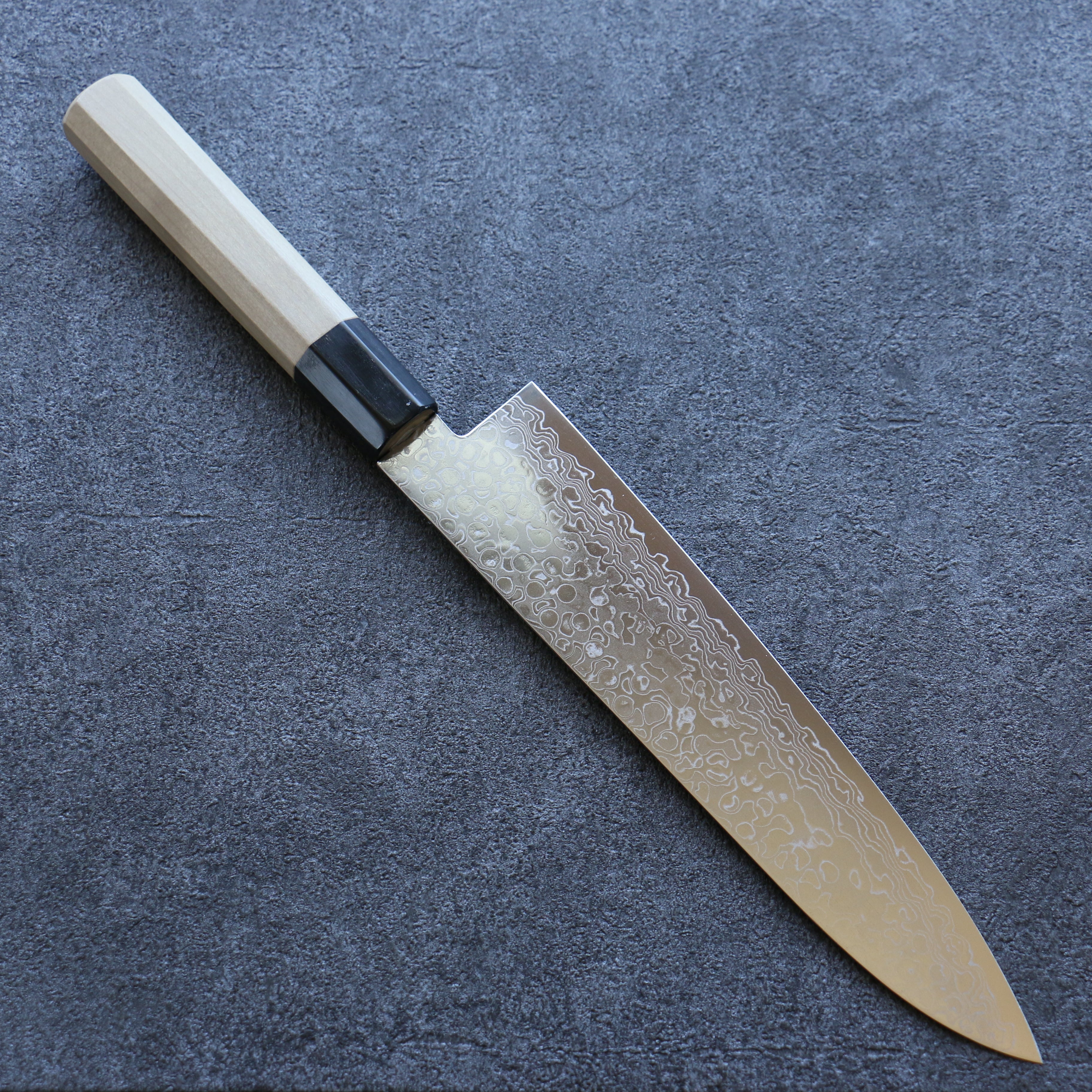 三寿ゞ (Misuzu) AUS10 大馬士革紋 打磨處理 牛刀  210mm 木蘭 握把 - 清助刃物