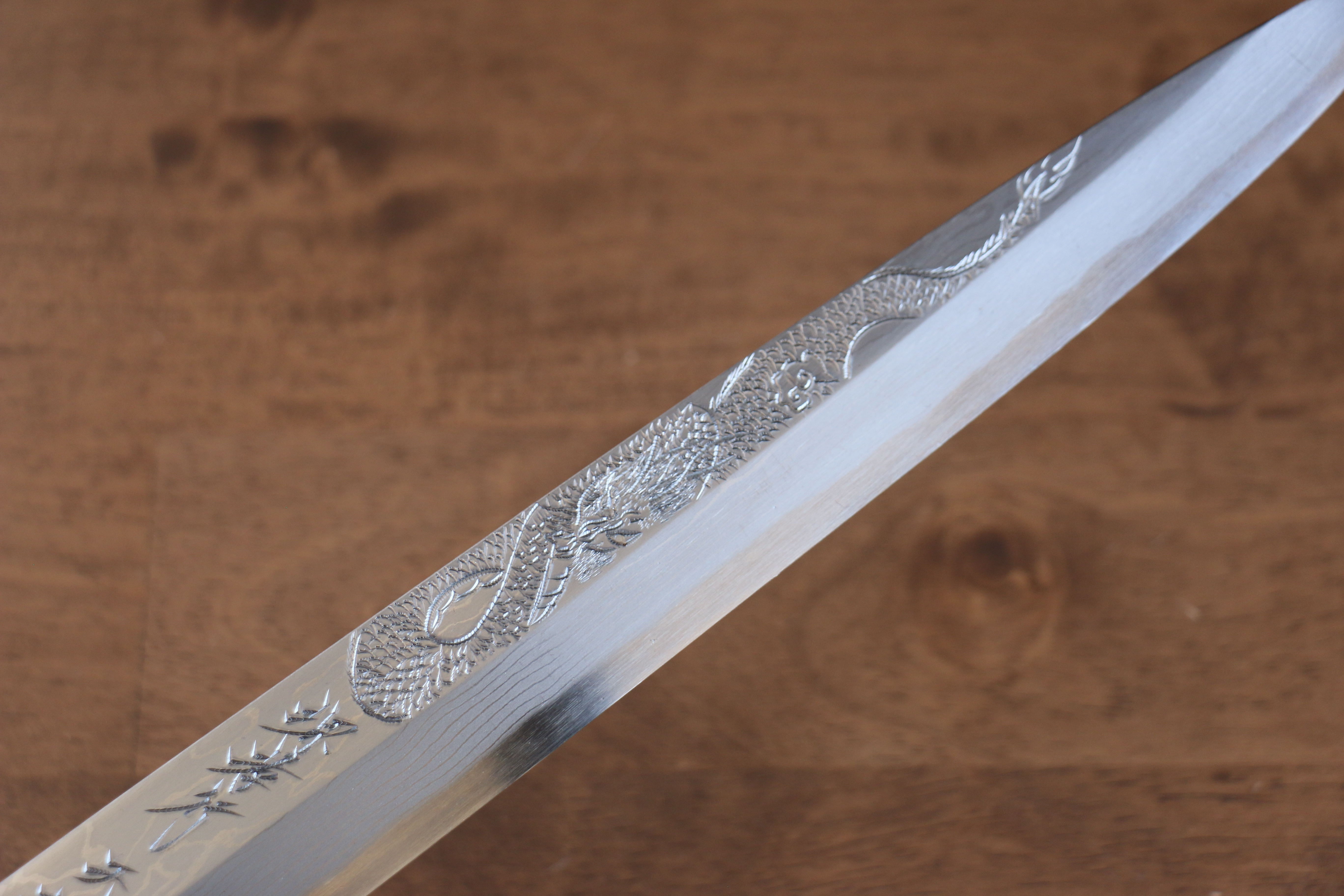 堺 孝行 天龍 Uzushio 渦潮 青鋼二號 刻有龍的圖樣 柳刃  300mm 紅黑檀 握把 附刀鞘 - 系列商品之2 - 清助刃物