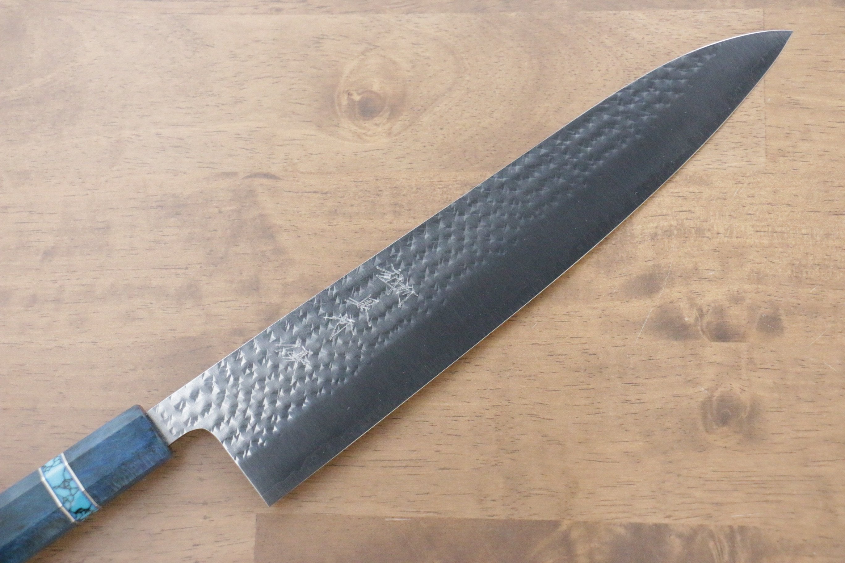 黑崎 優 閃光 SG2 鎚目 牛刀  270mm 楓木（青色帶土耳其石環型設計） 握把 - 清助刃物