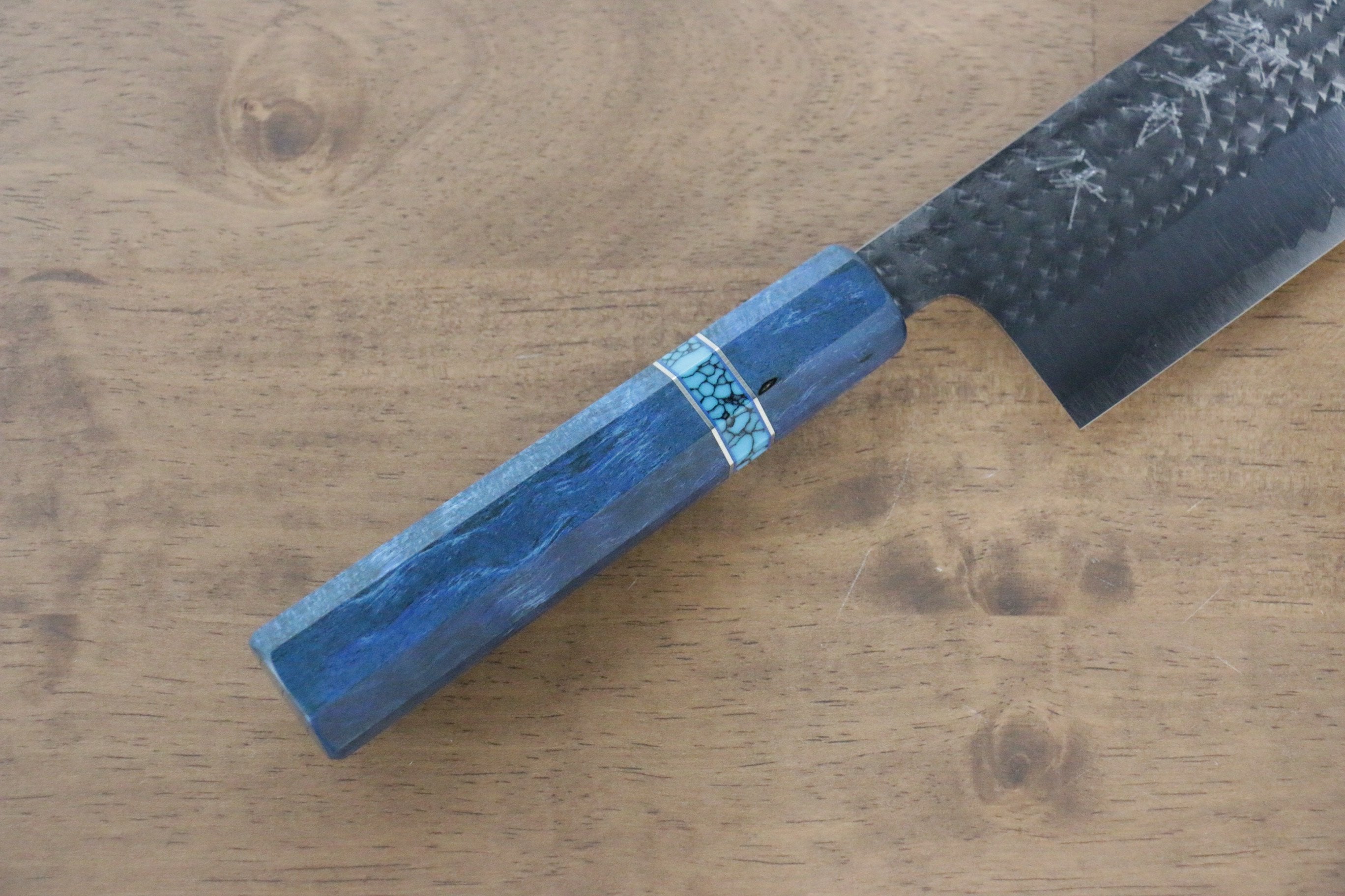 黑崎 優 閃光 SG2 鎚目 菜切  165mm 楓木（青色帶土耳其石環型設計） 握把 - 清助刃物