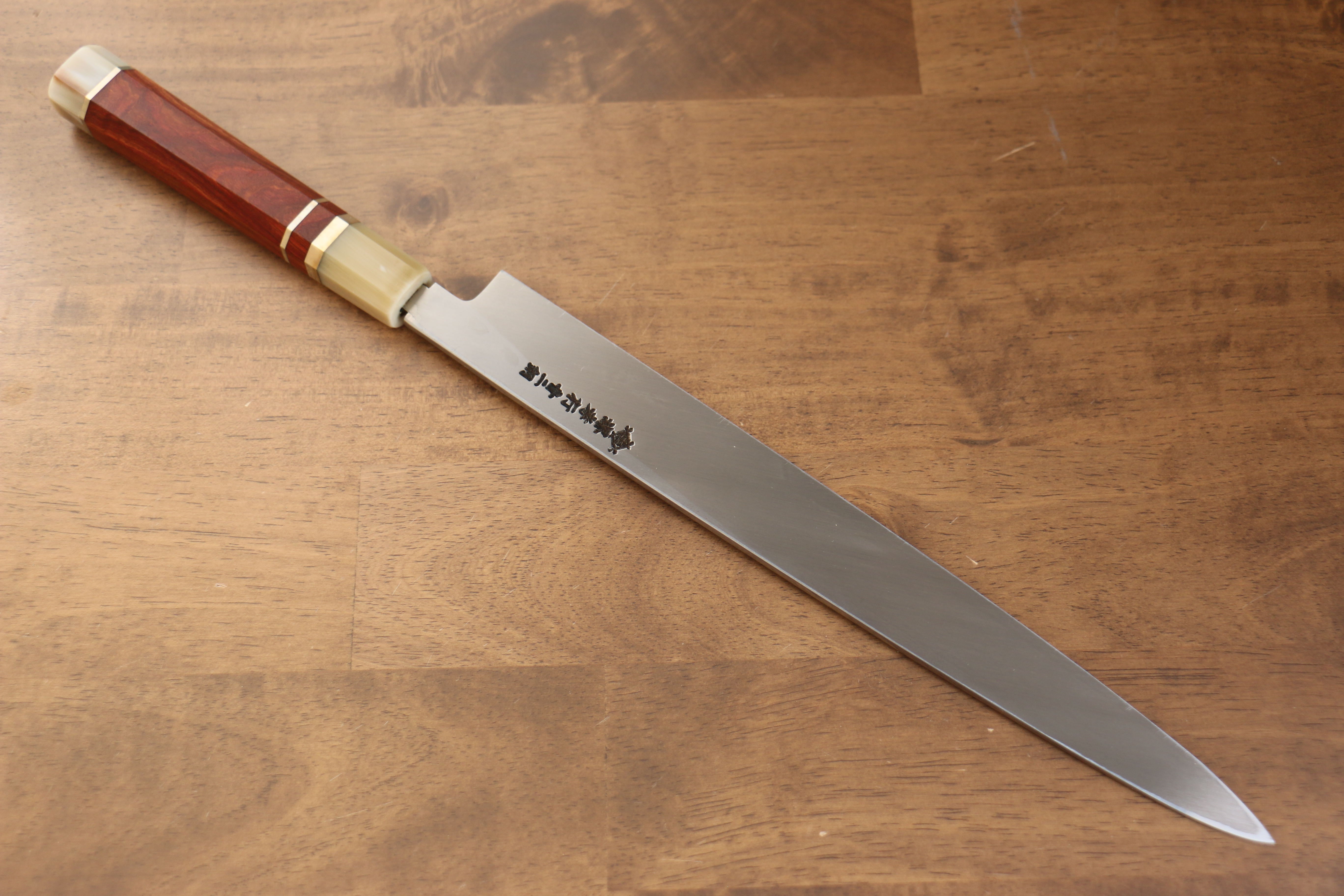 堺 孝行 天龍 Uzushio 渦潮 青鋼二號 刻有龍的圖樣 柳刃  300mm 紅黑檀 握把 附刀鞘 - 系列商品之9 - 清助刃物