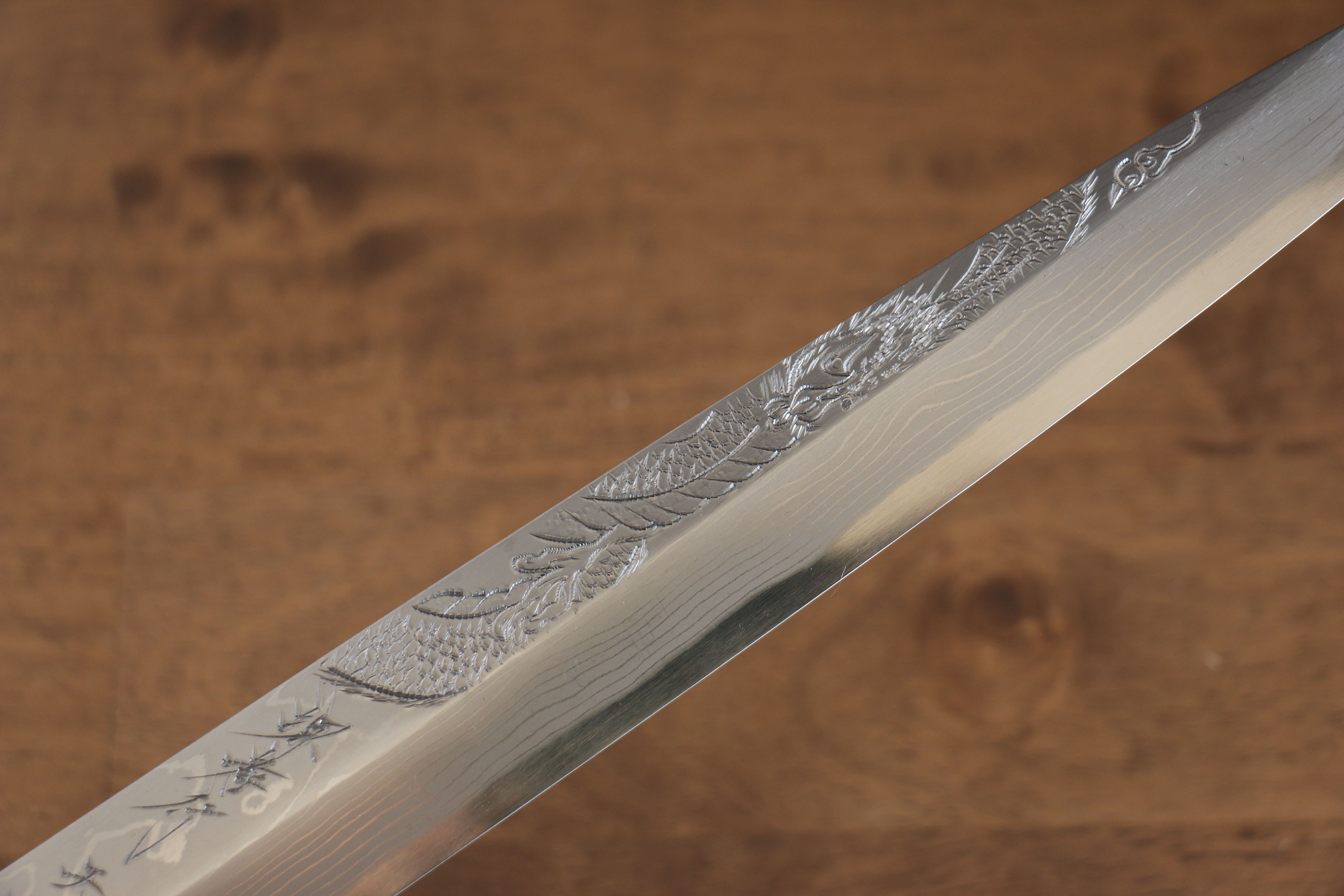 堺 孝行 天龍 Uzushio 渦潮 青鋼二號 刻有龍的圖樣 柳刃  300mm 紅黑檀 握把 附刀鞘 - 系列商品之9 - 清助刃物