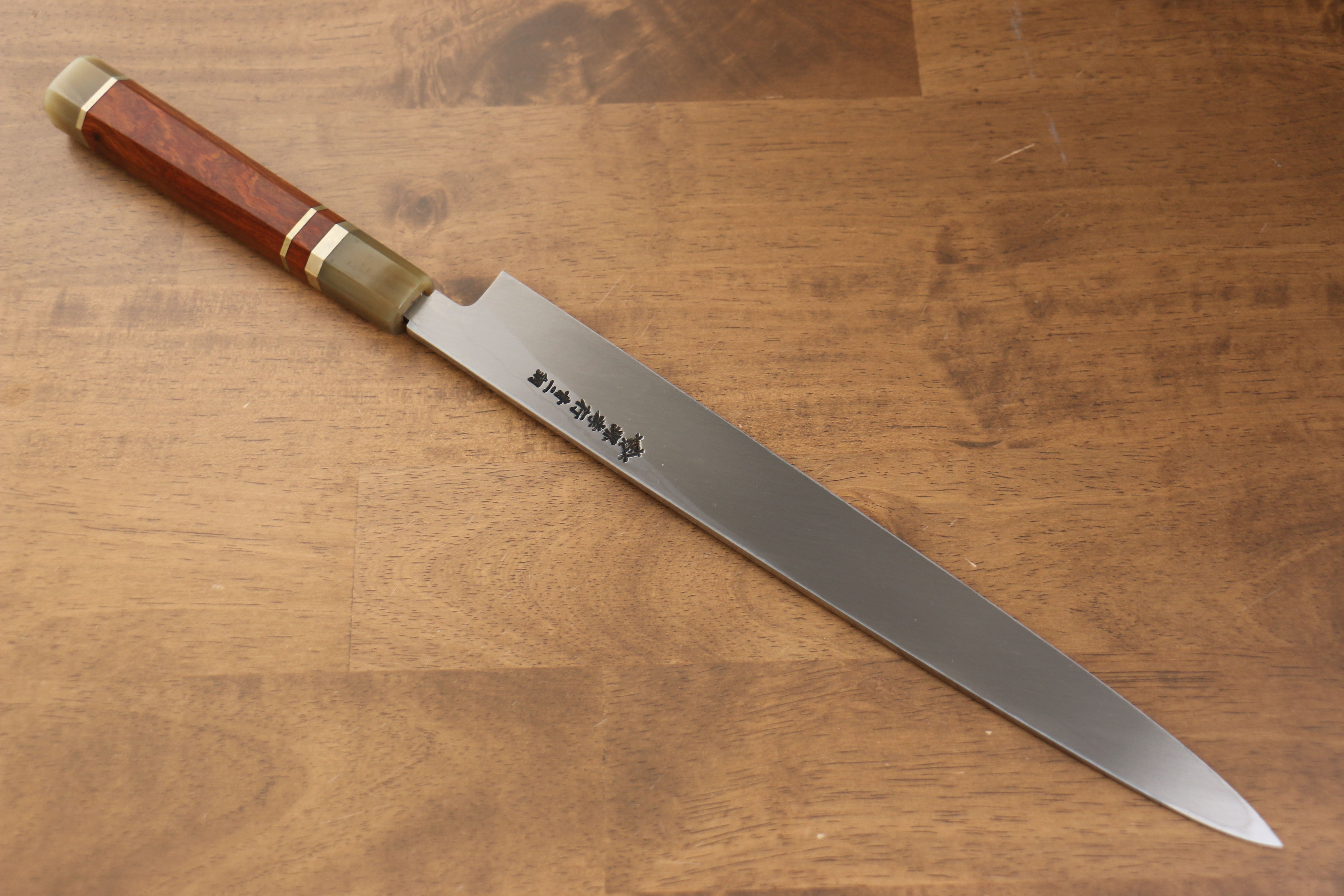 堺 孝行 天龍 Uzushio 渦潮 青鋼二號 刻有龍的圖樣 柳刃  300mm 紅黑檀 握把 附刀鞘 - 系列商品之11 - 清助刃物