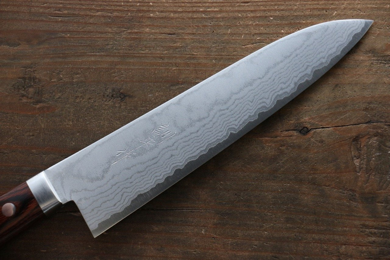 訓平 鍛造 VG1 大馬士革紋 牛刀  180mm 桃花心木握把 - 清助刃物