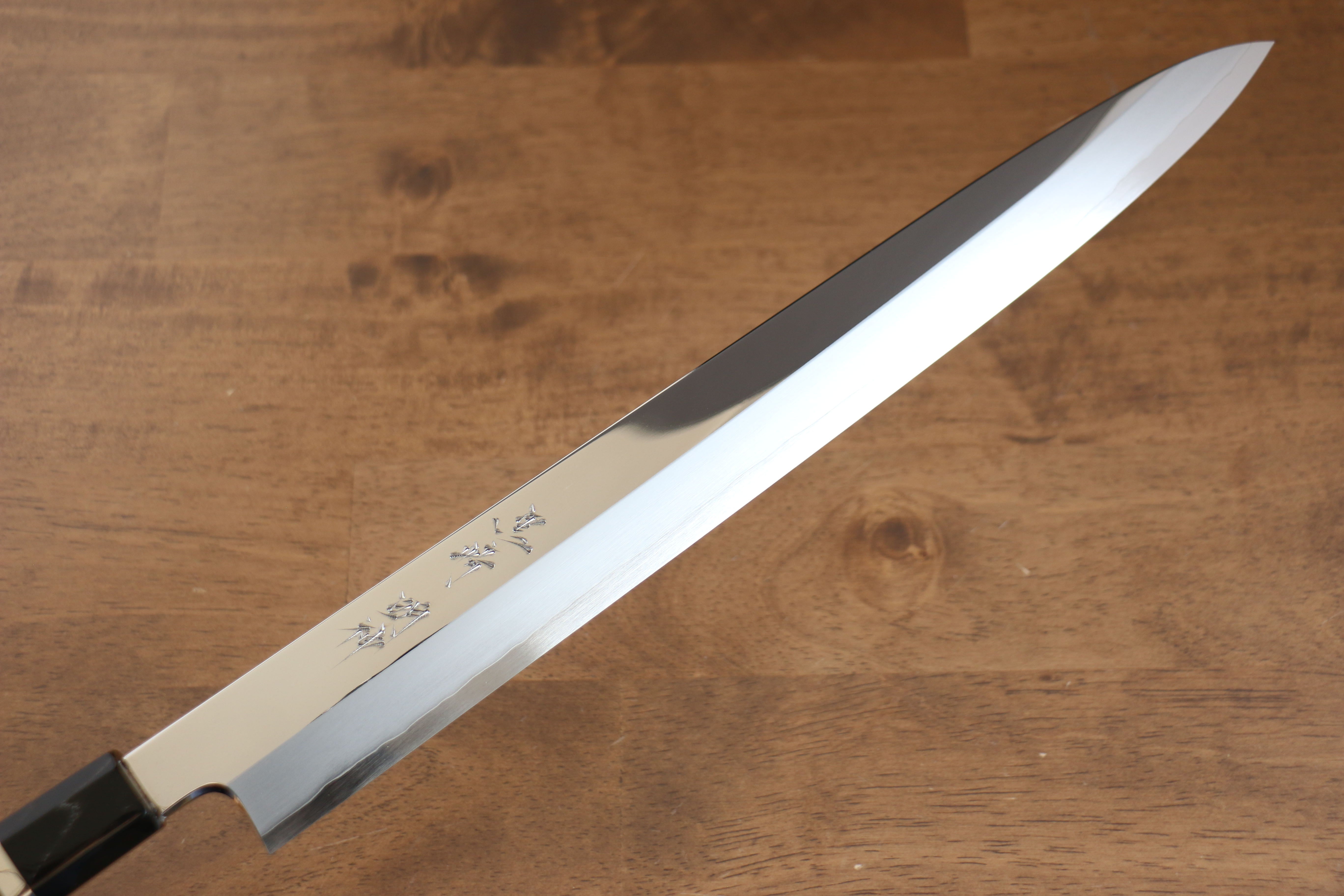 黑崎 優 黑崎 ☓ 明神 SG2 鏡面處理 柳刃 330mm 黑檀（兩側帶水牛環型設計） 握把 附刀鞘 - 清助刃物