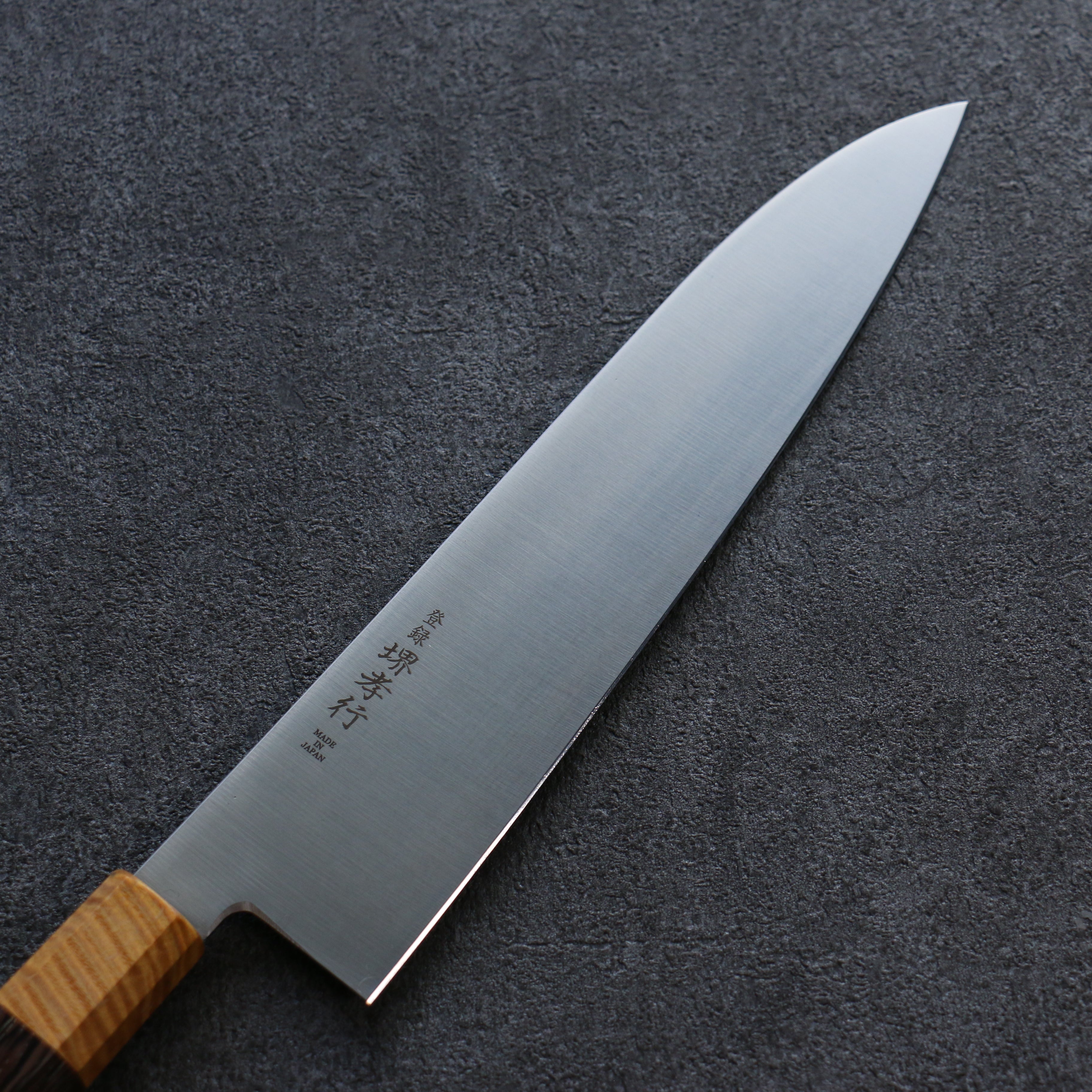 堺 孝行 Antares 托帕石 瑞典鋼 牛刀  240mm 雞翅木（兩側黃口輪） 握把 - 清助刃物