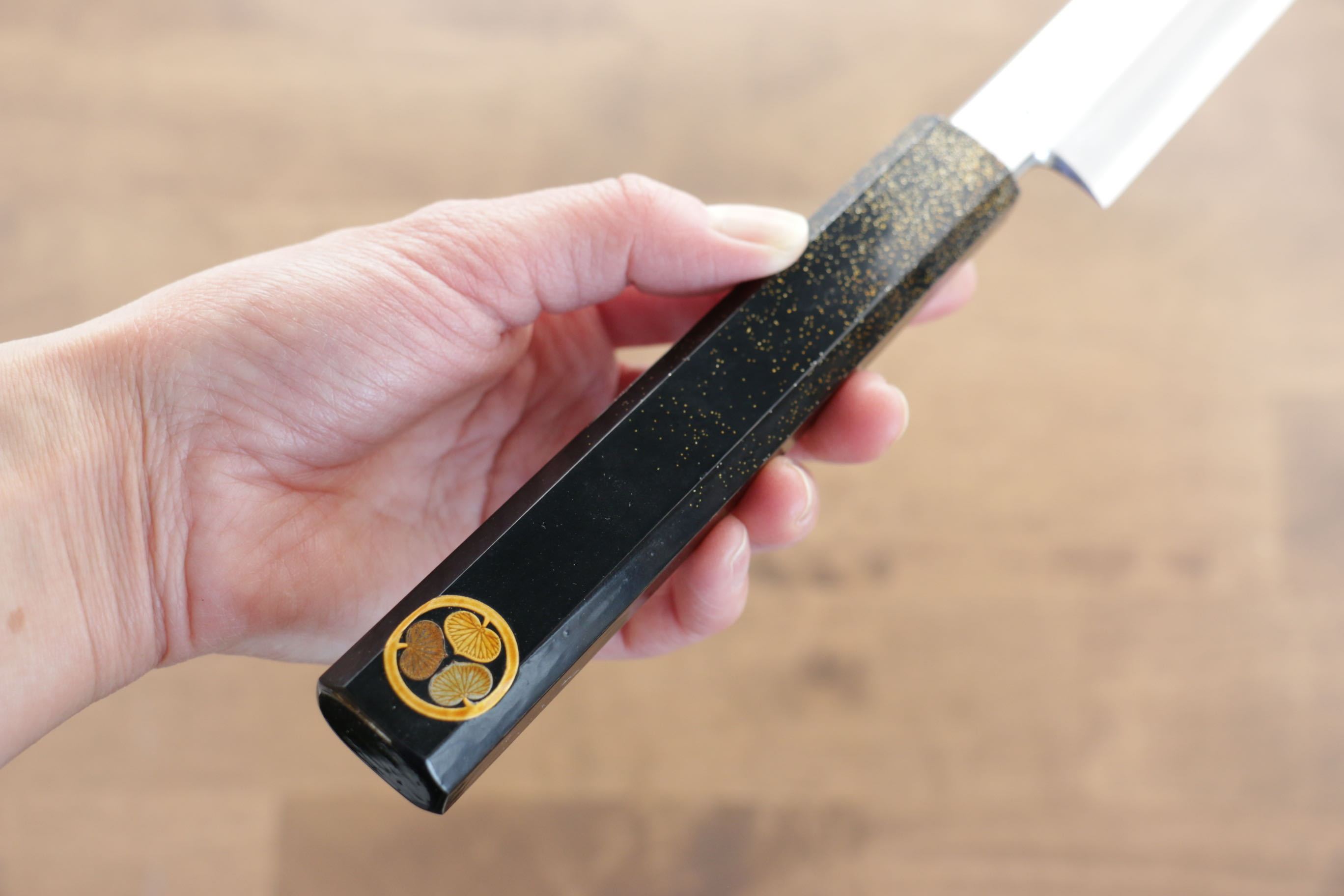 清助 VG10 先丸蛸引 300mm 櫟木漆塗（家紋） 握把 - 清助刃物