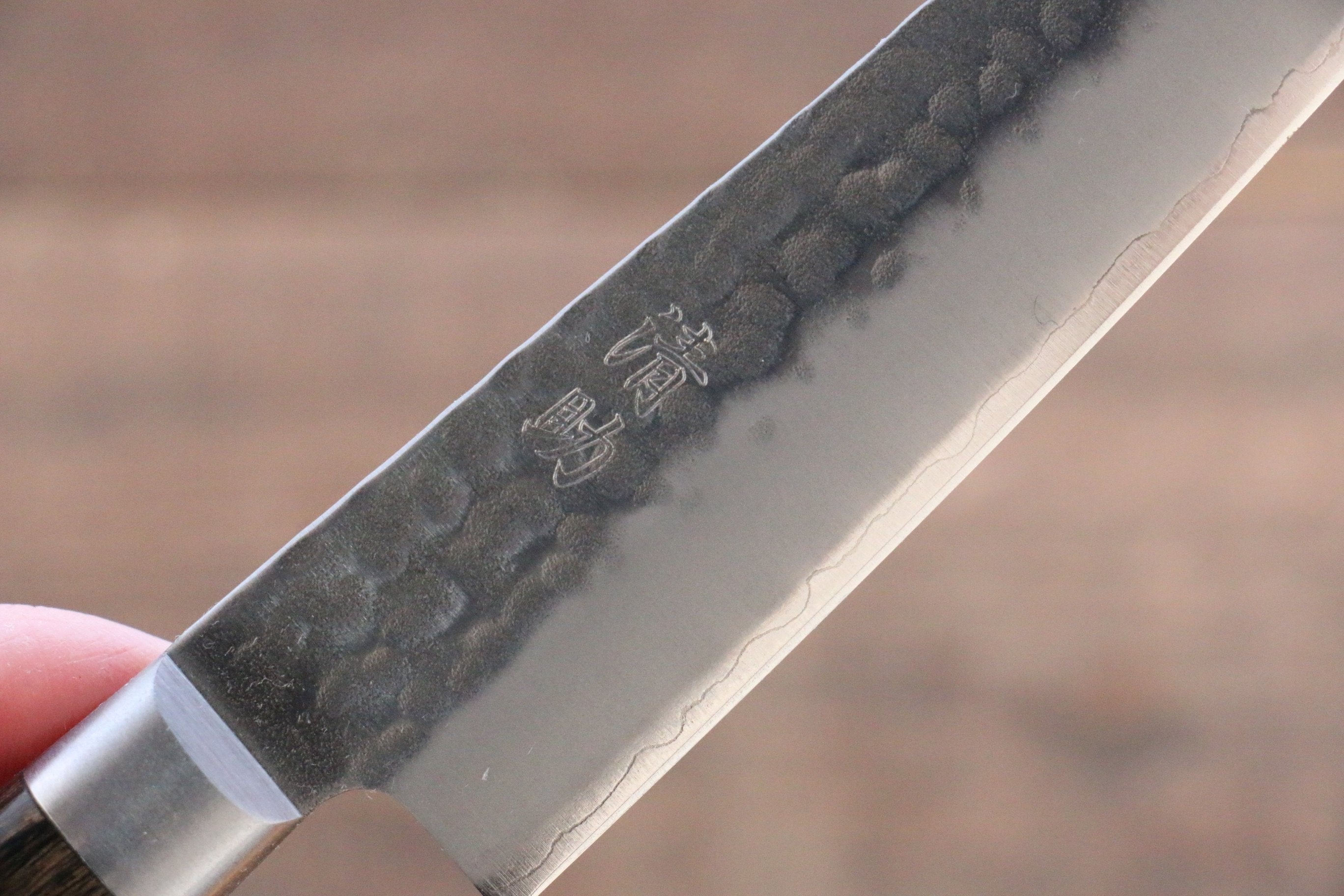 清助 AUS8 鎚目 多用途小刀 135mm 茶色合成木 握把 - 清助刃物