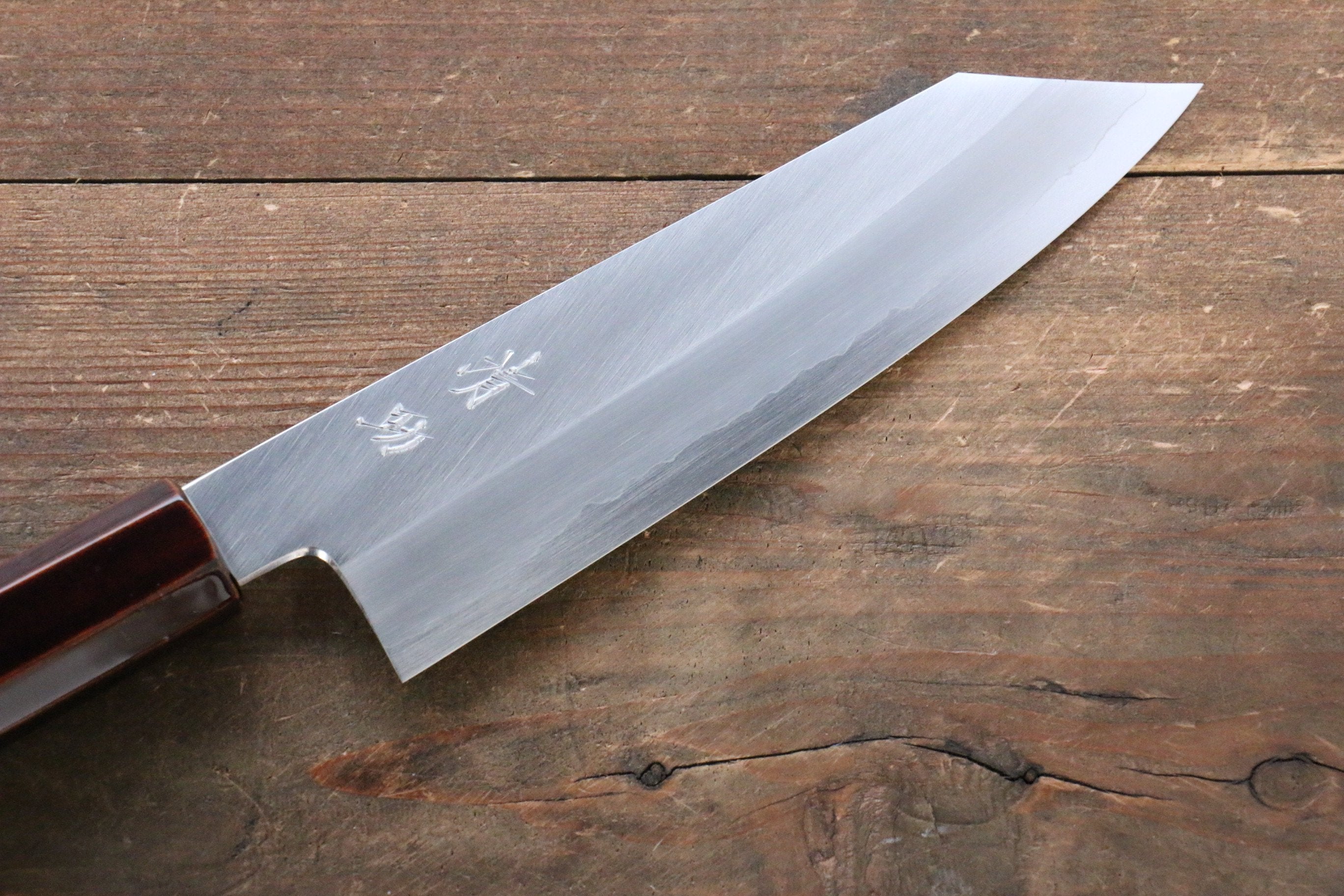 清助 銀三鋼 文化刀 165mm 木柄（漆塗） 握把 - 清助刃物