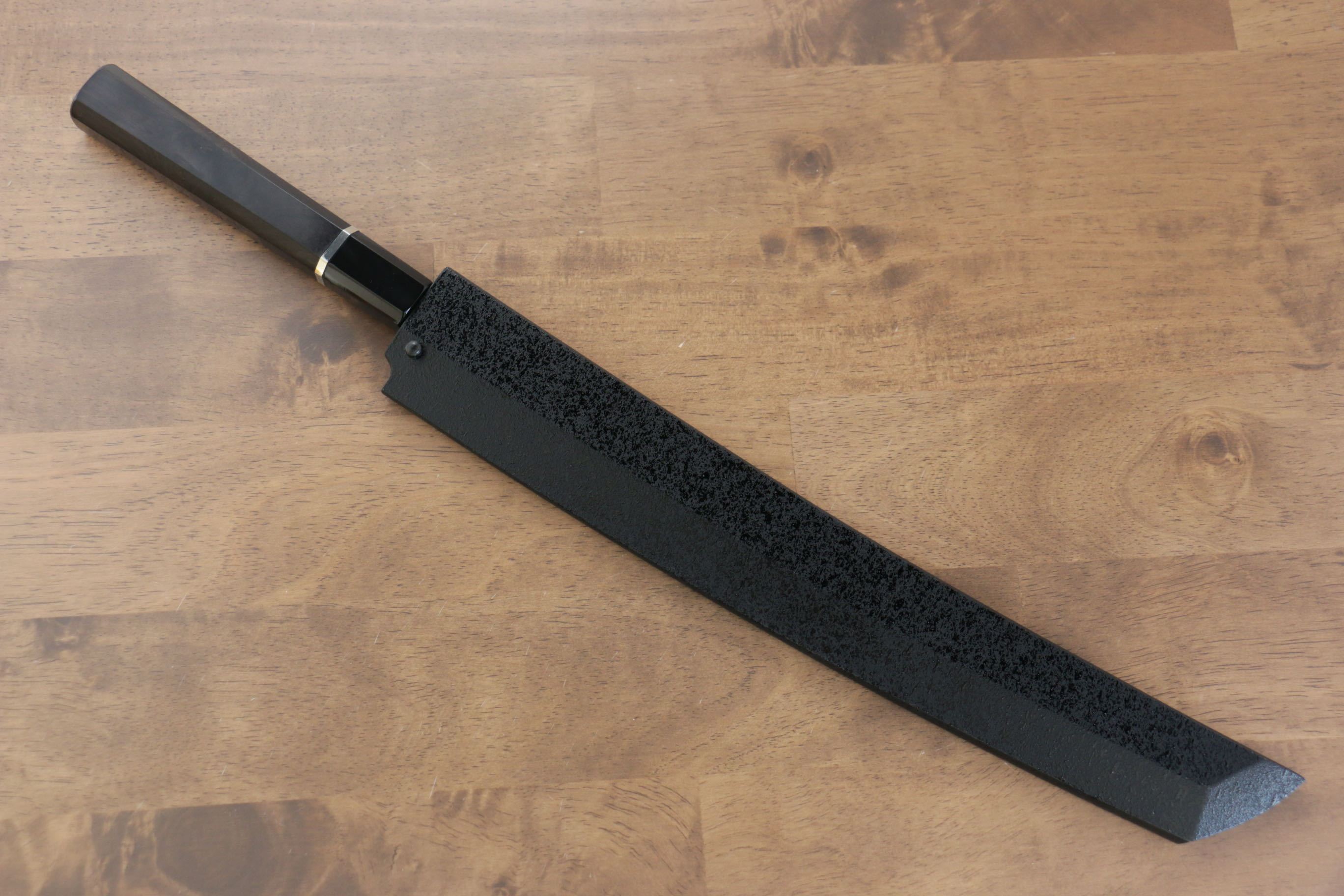 堺 孝行 富士山 白鋼二號 本燒 先丸柳刃  300mm 黑檀（帶環型設計）握把 附刀鞘 - 清助刃物