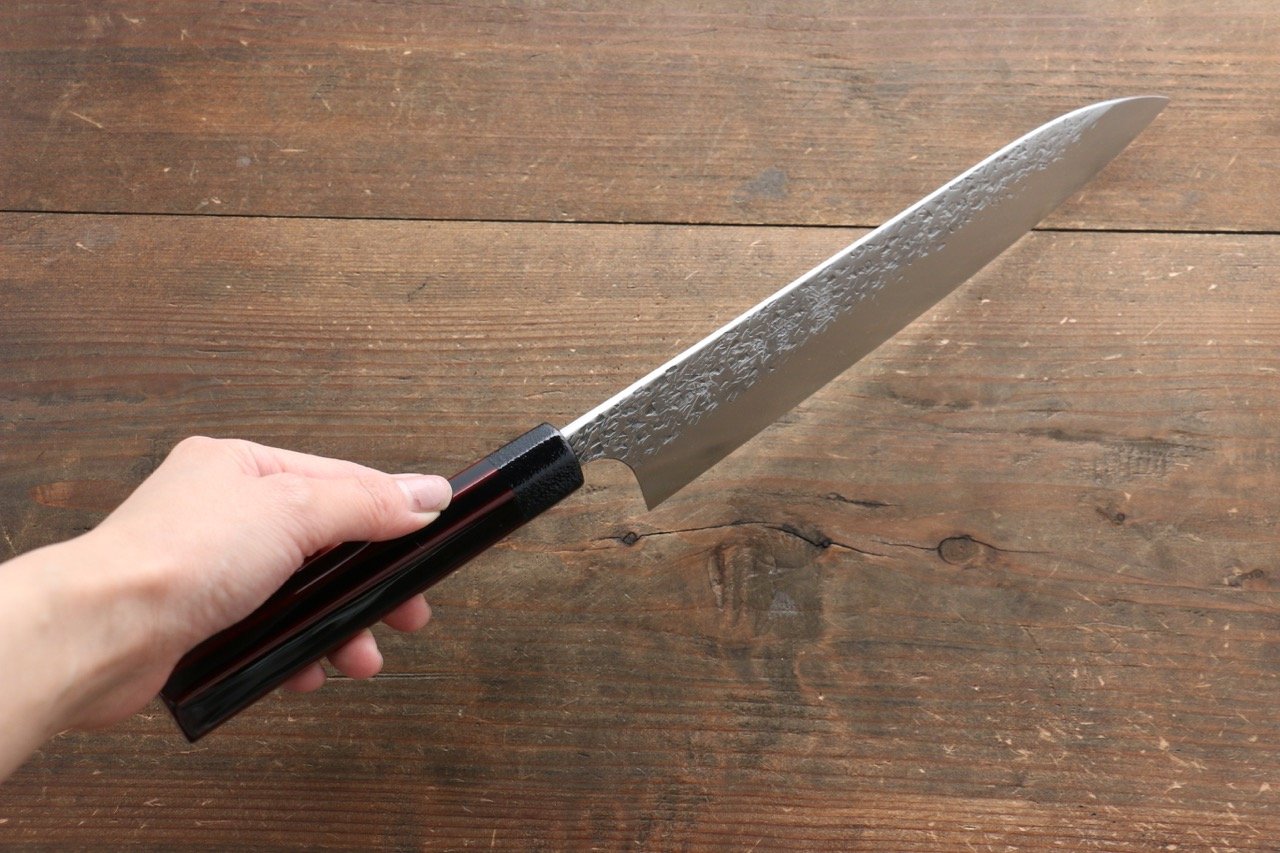 黑崎 優 雫 SG2 鎚目 牛刀  210mm 漆塗握把 - 清助刃物