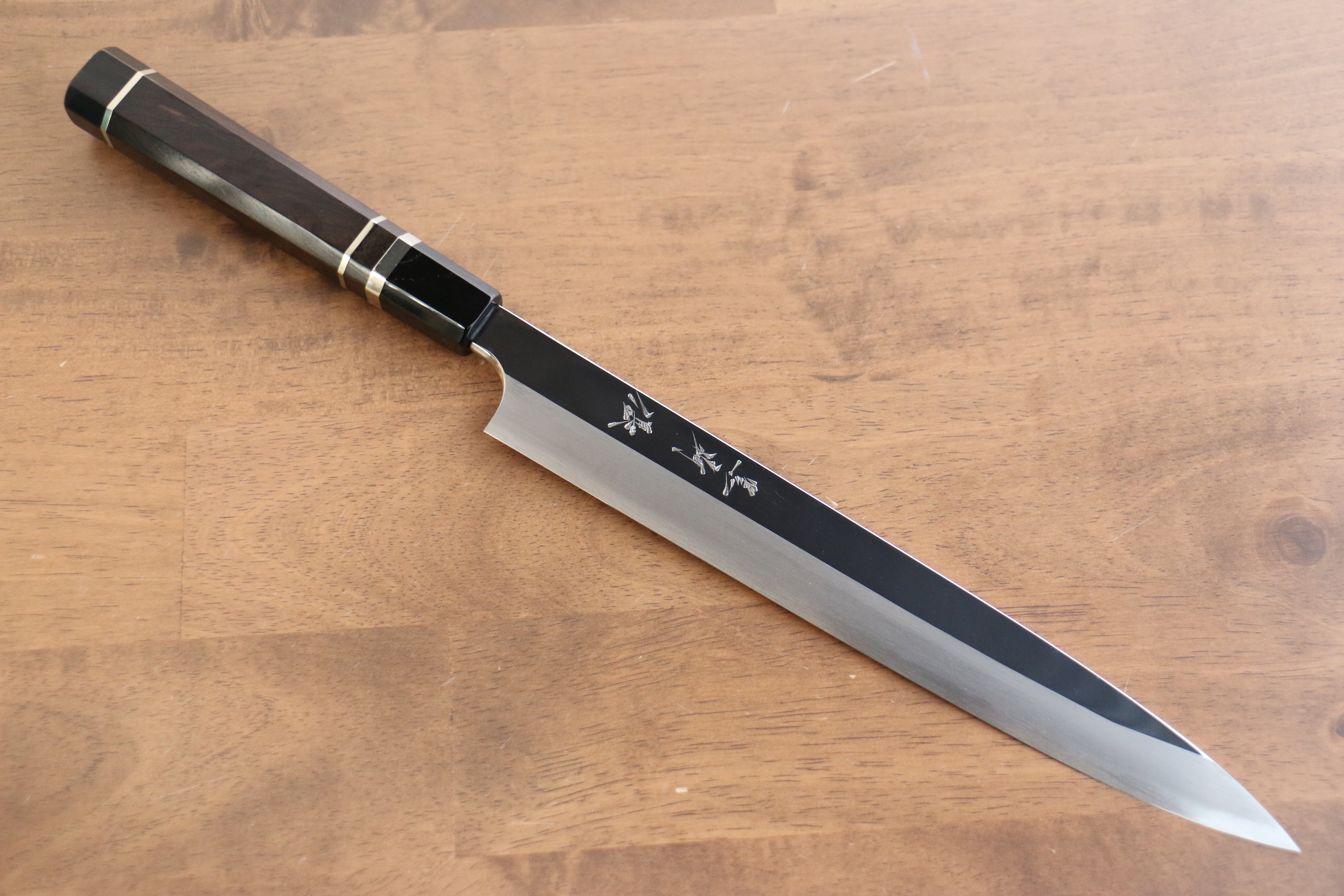 黑崎 優 青鋼二號 鏡面處理 柳刃  270mm 黑檀（兩側帶水牛環型設計） 握把 - 清助刃物