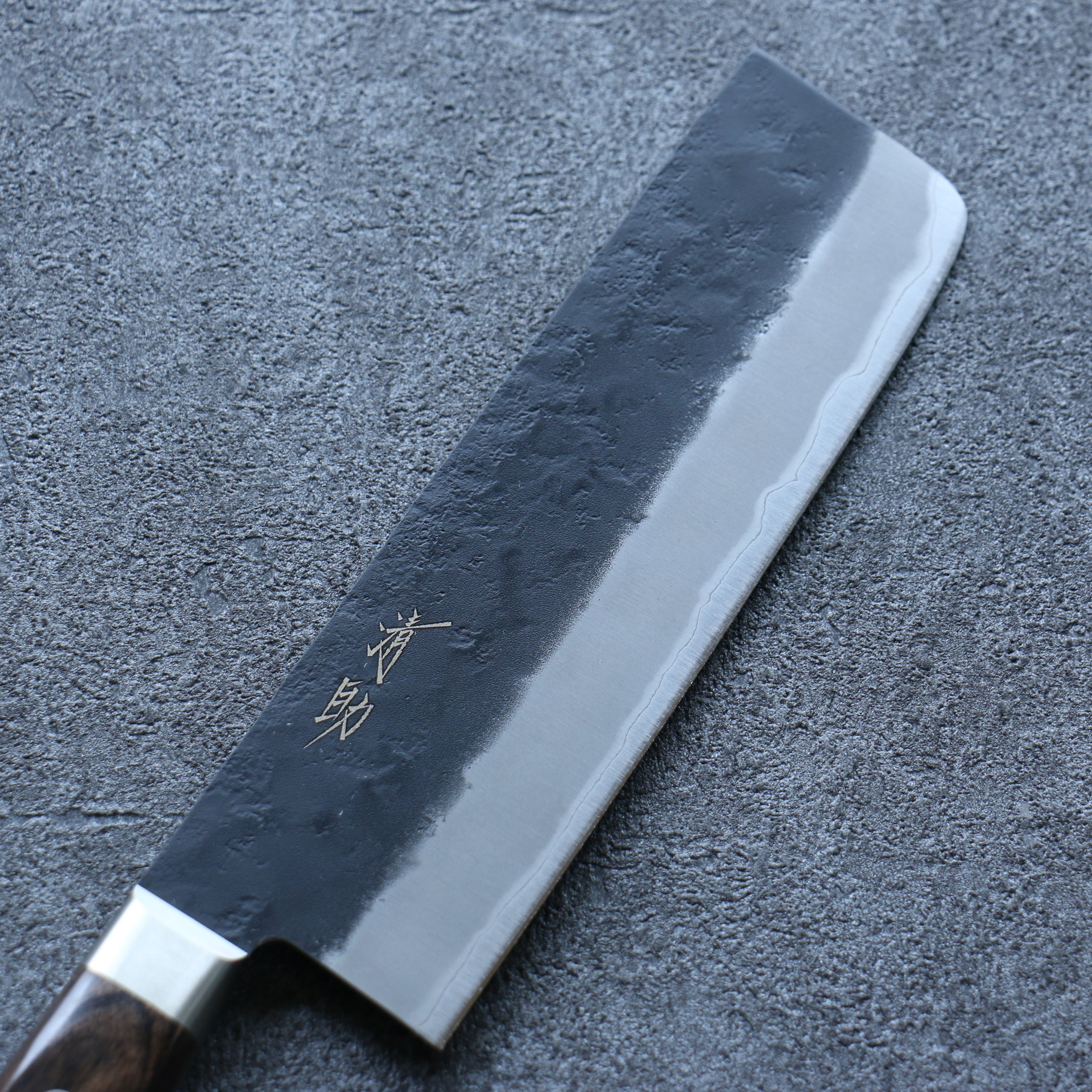清助 超級青鋼 黑 菜切  165mm 茶色合成木 握把 - 清助刃物