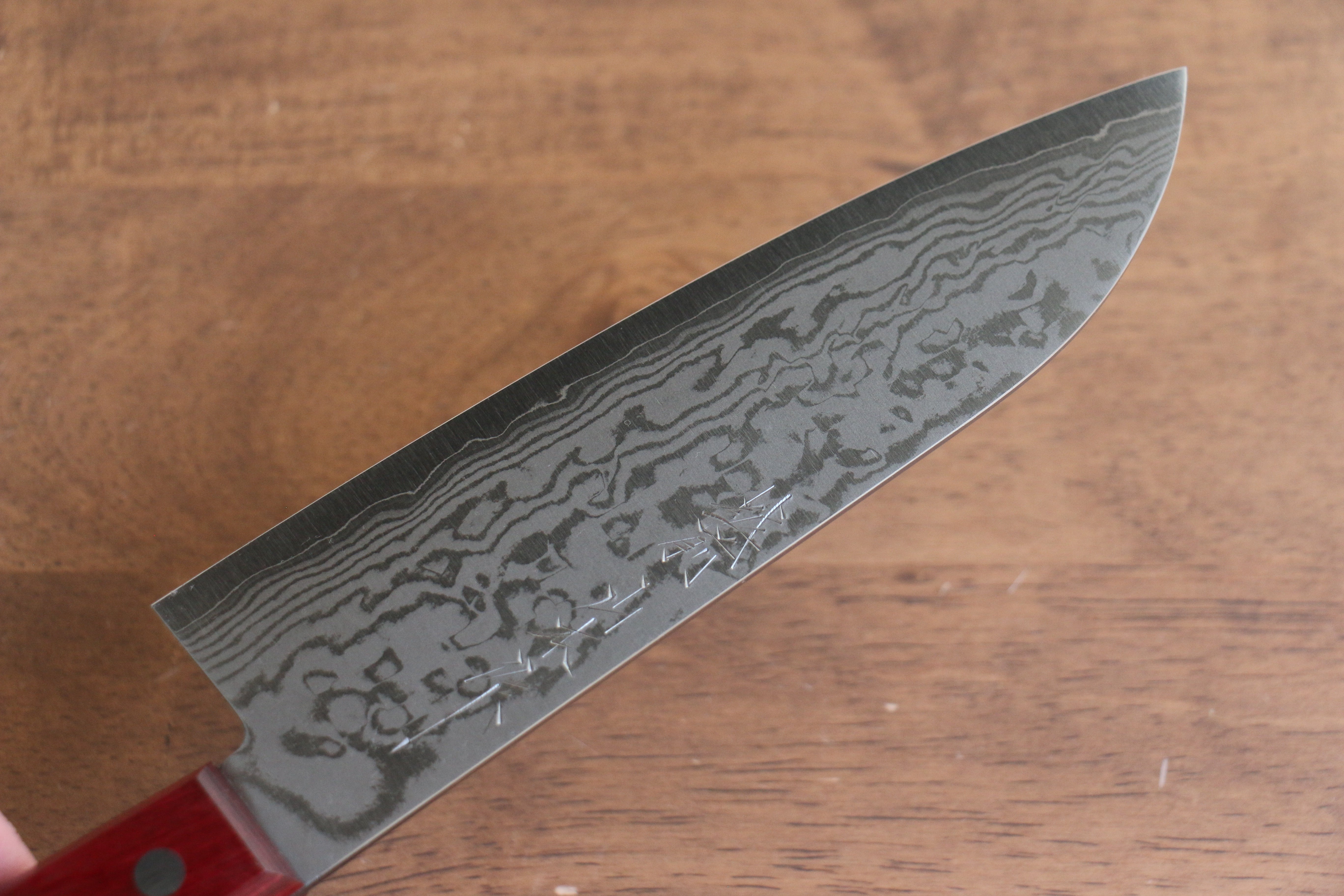 山本 直 VG10 大馬士革紋 三德刀  170mm 紅合成木 握把 - 清助刃物