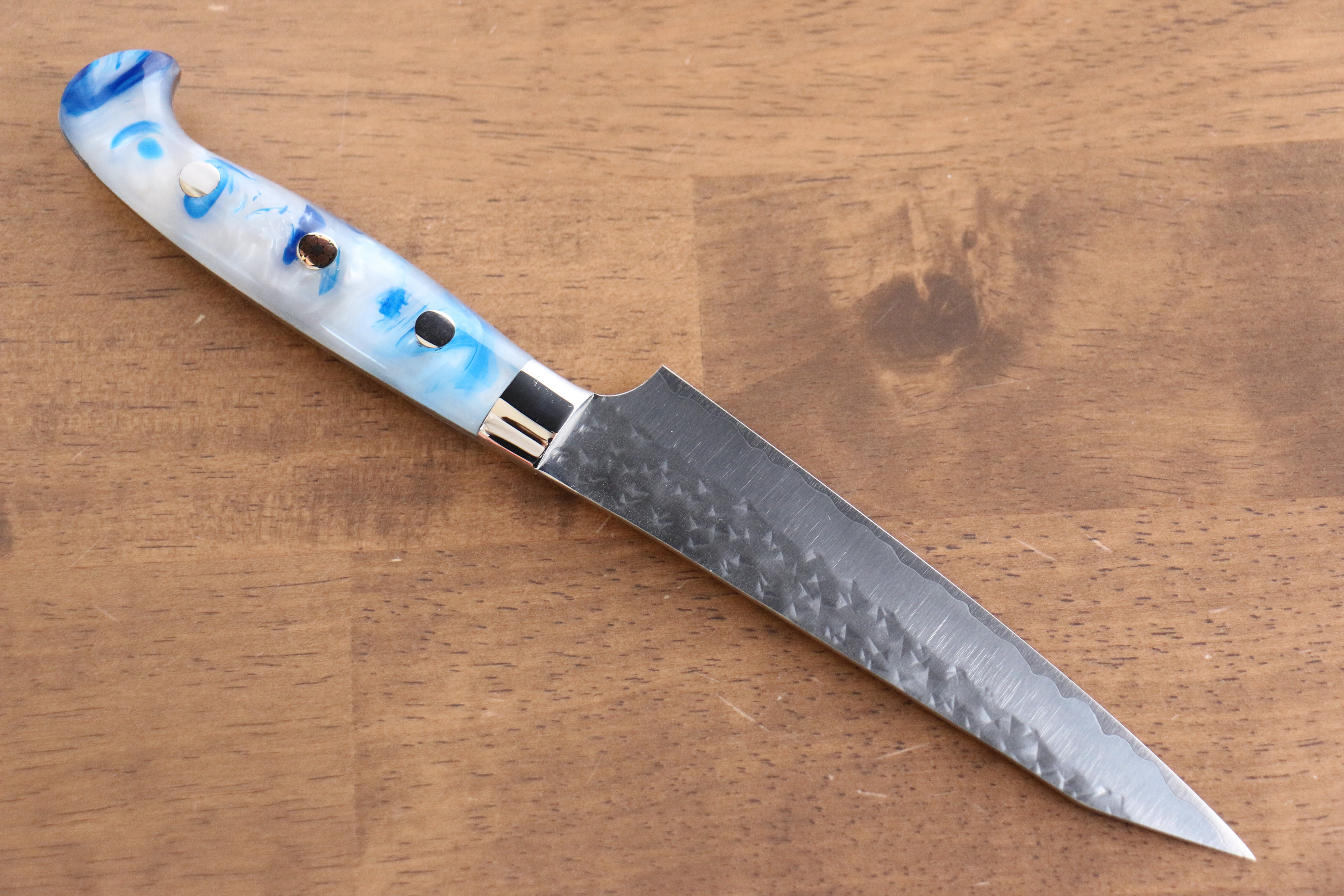 黑崎 優 閃光 銳 SG2 鎚目 多用途小刀  130mm 青白壓克力 握把 - 清助刃物