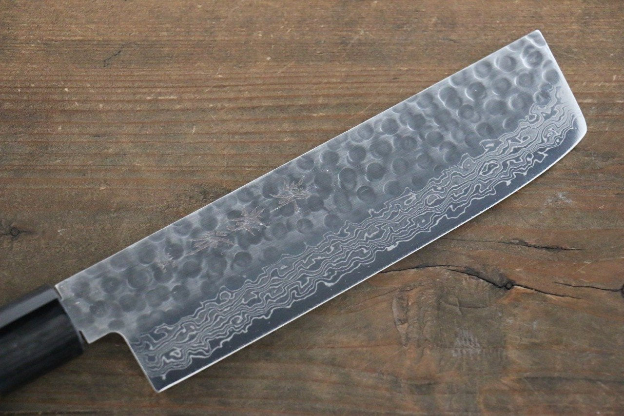 堺 孝行 AUS10 45層大馬士革紋 菜切  160mm 紫檀木握把 - 清助刃物