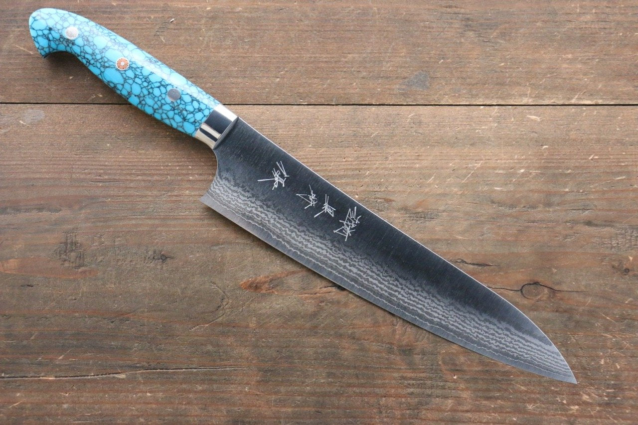 黑崎 優 SRS13 大馬士革紋 牛刀  210mm 土耳其石握把 - 清助刃物