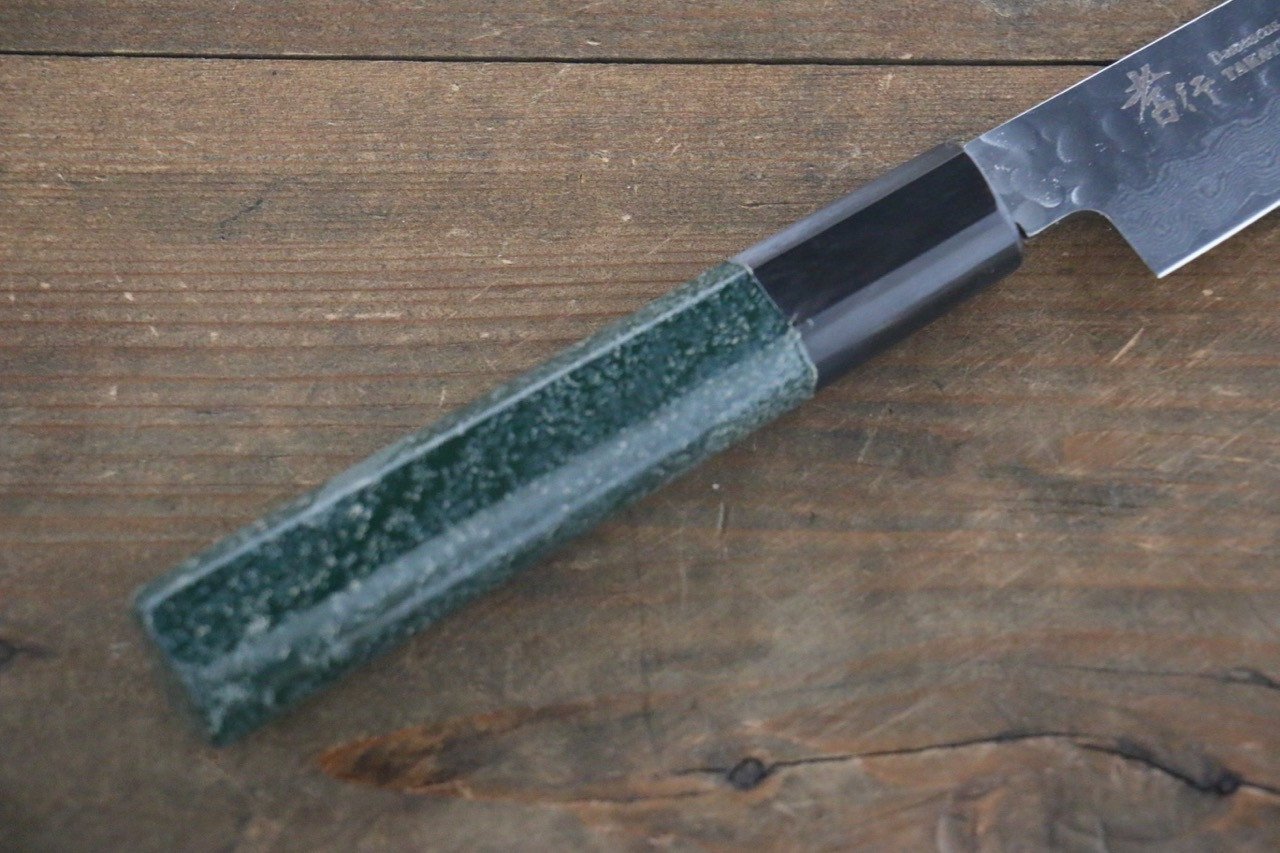 堺 孝行 VG10 33層 大馬士革紋 鎚目 多用途小刀  150mm 綠漆塗握把 - 清助刃物
