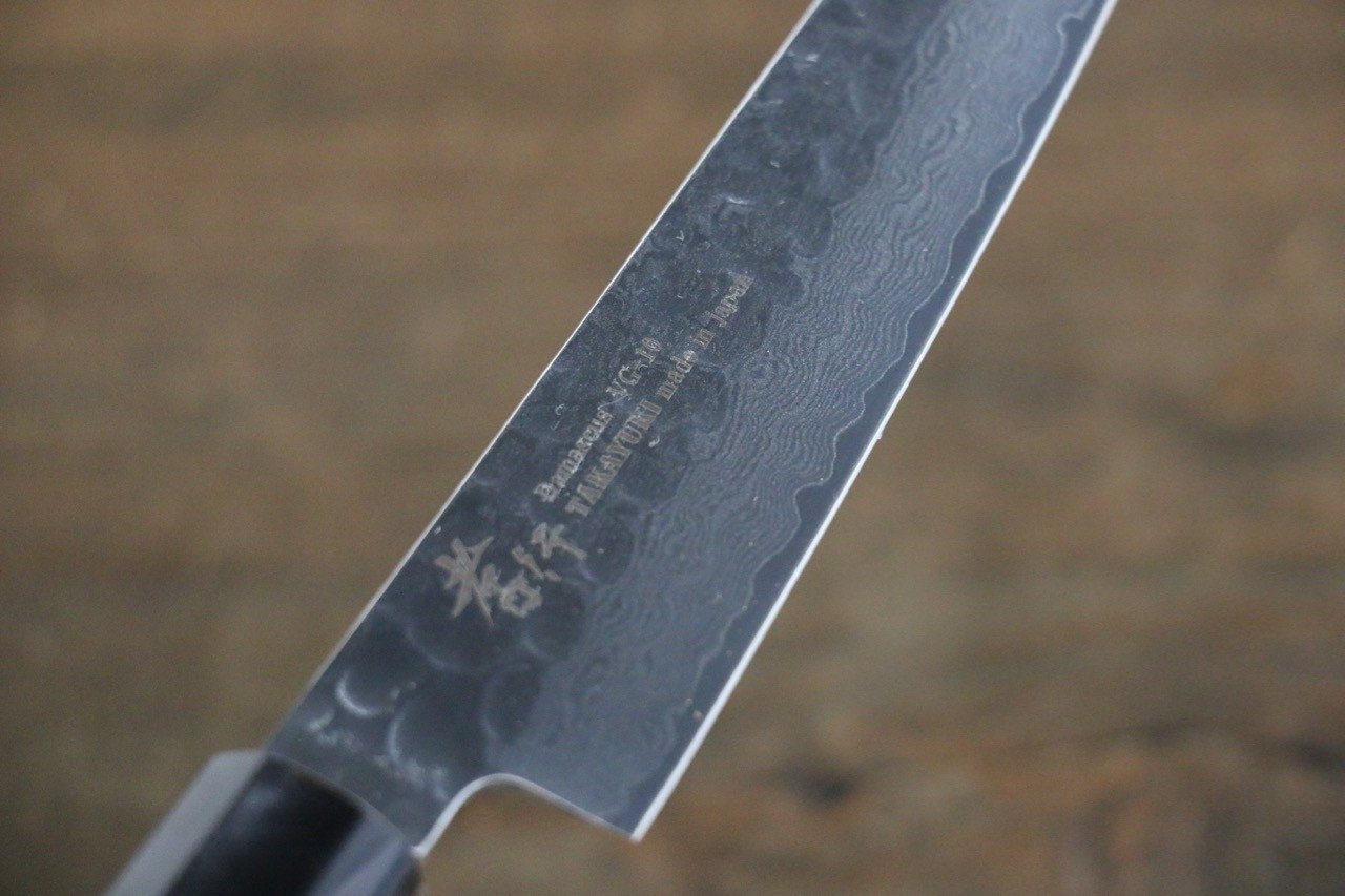 堺 孝行 VG10 33層大馬士革紋 鎚目 多用途小刀  150mm 銀漆塗握把 附刀鞘 - 清助刃物