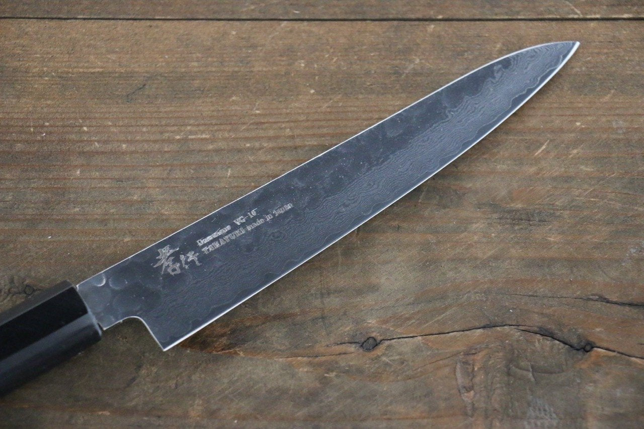堺 孝行 VG10 33層 大馬士革紋 鎚目 多用途小刀  150mm 青漆塗握把 - 清助刃物