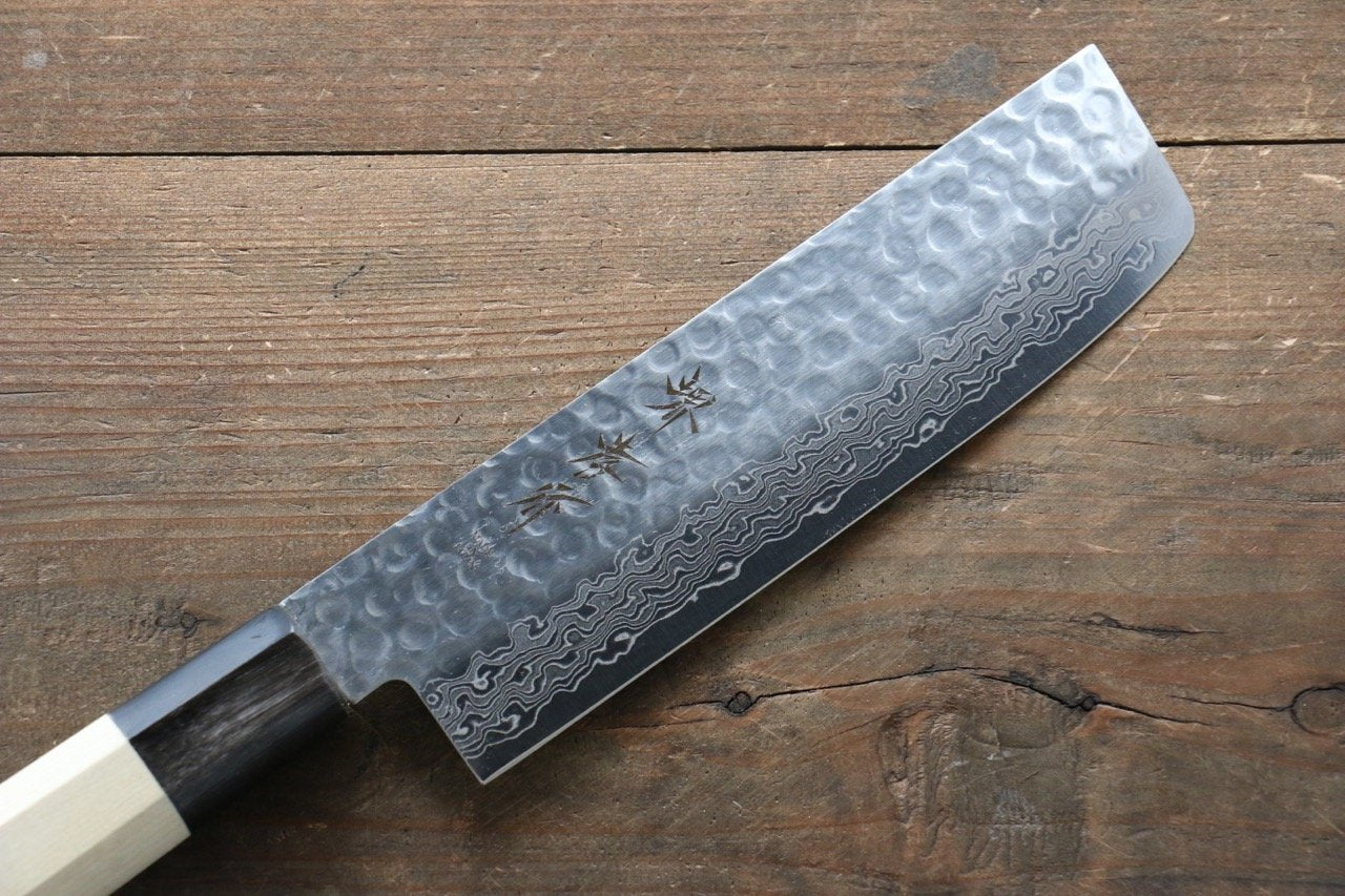 堺 孝行 AUS10 45層大馬士革紋 菜切  160mm 木蘭握把 - 清助刃物