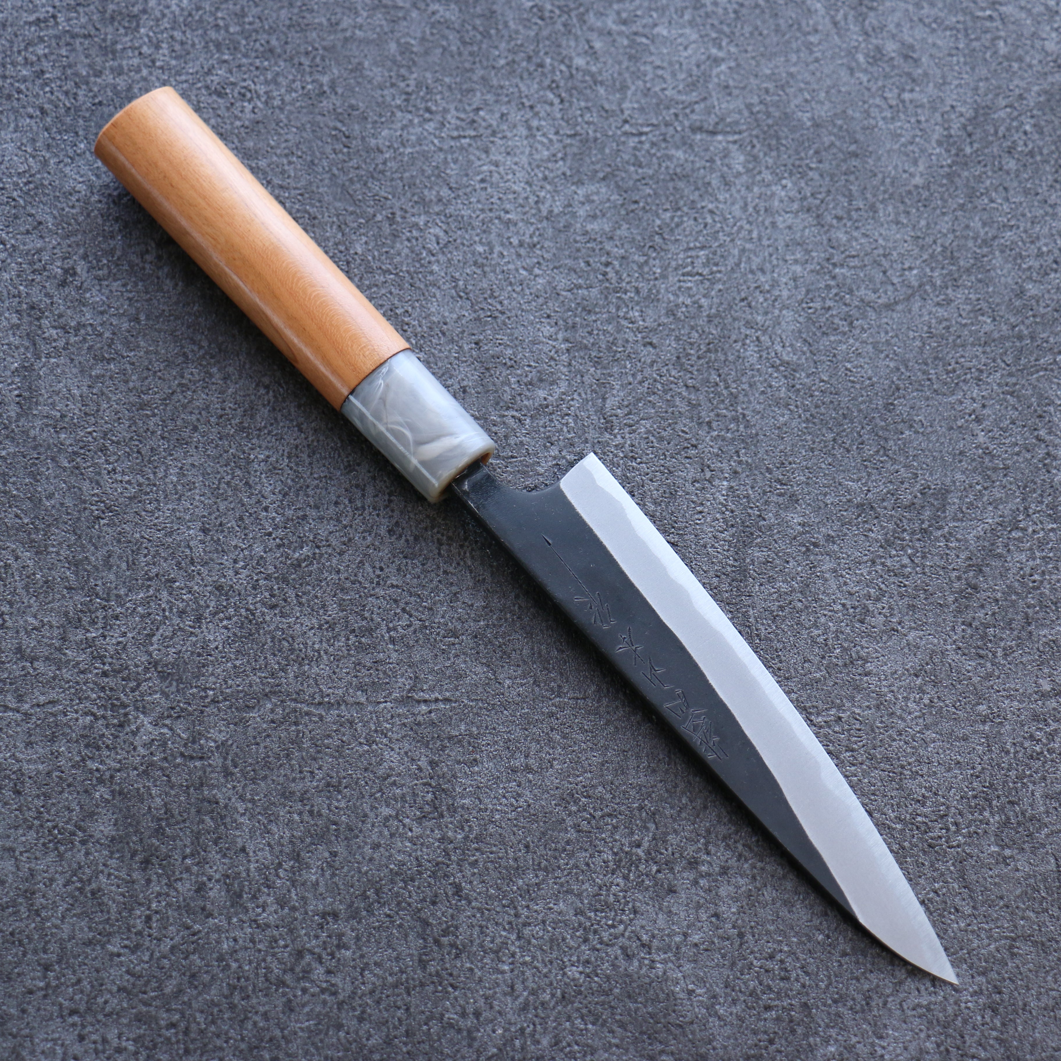 山本 直 白鋼二號 黑打 多用途小刀  135mm 櫻桃木 握把 - 清助刃物
